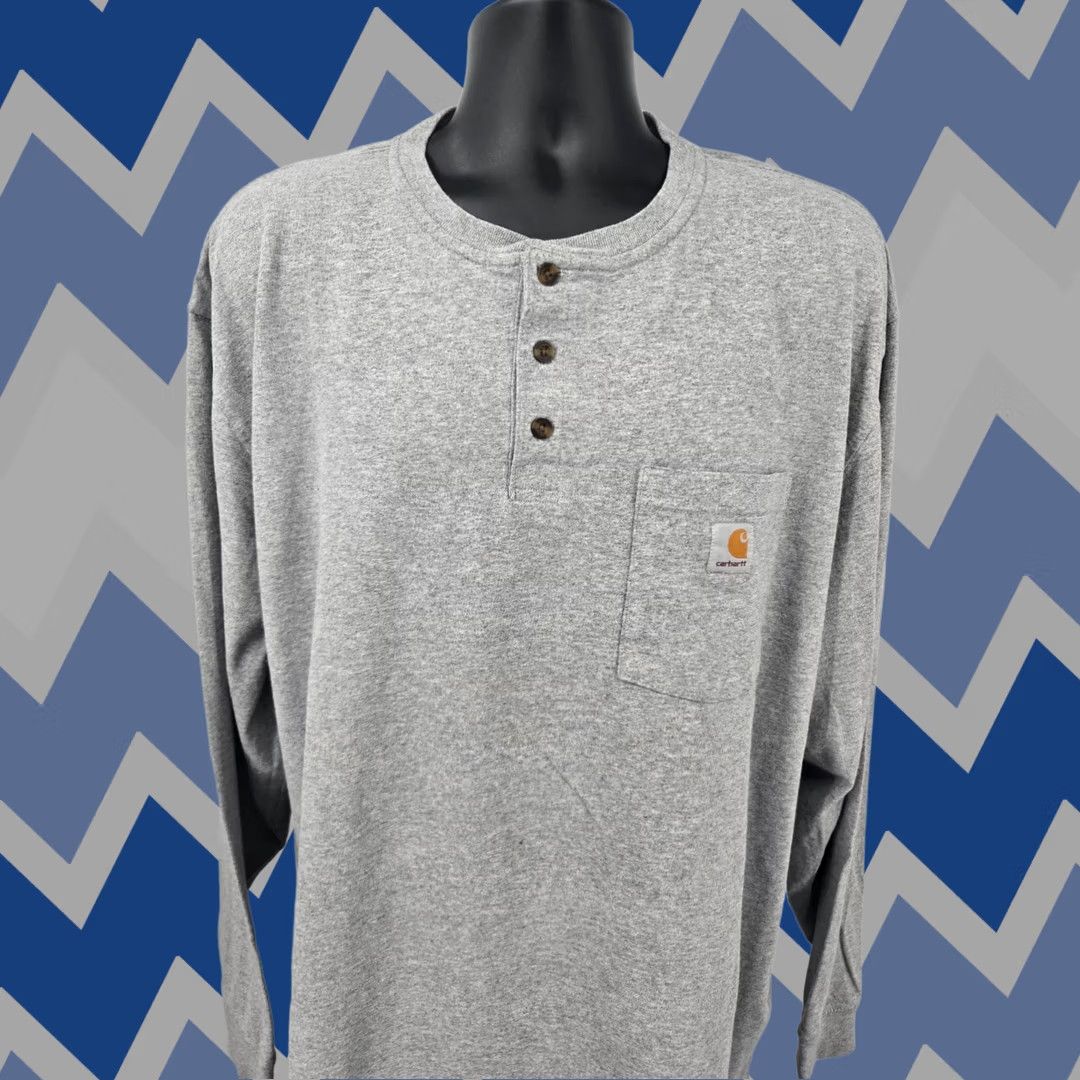 Carhartt Carhartt Henley T-Shirt 2XL Gray Long Sleeve Men XXL Gray Logo Knit Cotton Polyester Shirt Casual Vintage: No, Indoor/Outdoors? Size US XXL / EU 58 / 5 - 1 Thumbnail
