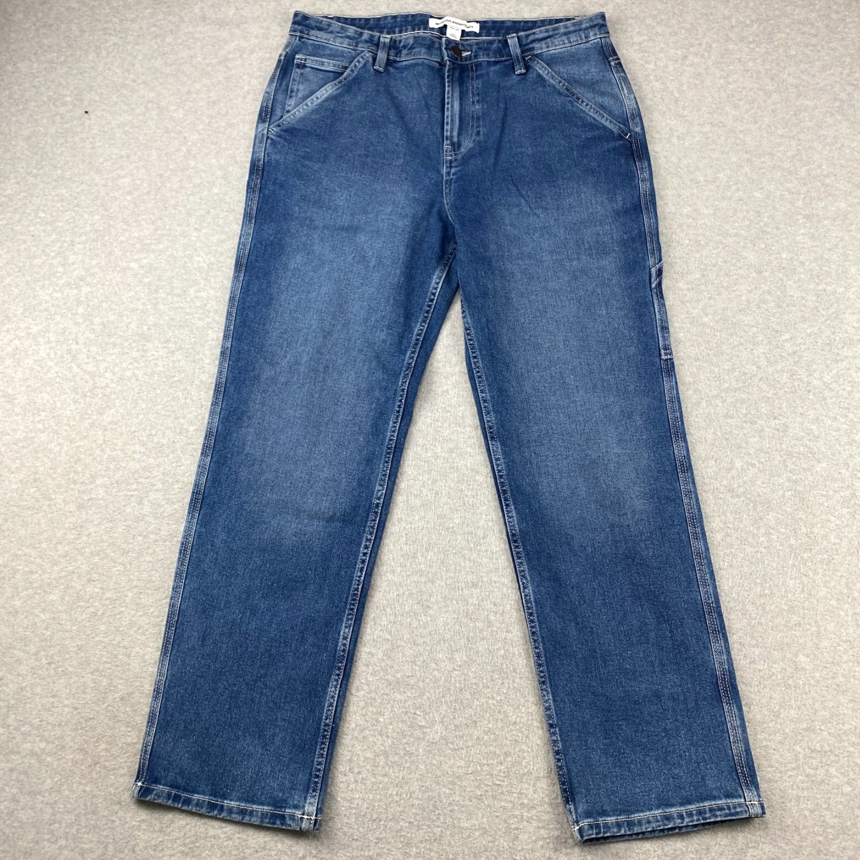 Essentials Amazon Jeans Mens 33X30 Blue Straight Leg Pockets Slim Stretch 5-Pocket Denim Regular Belt Loops 5 Size US 33 - 2 Thumbnail