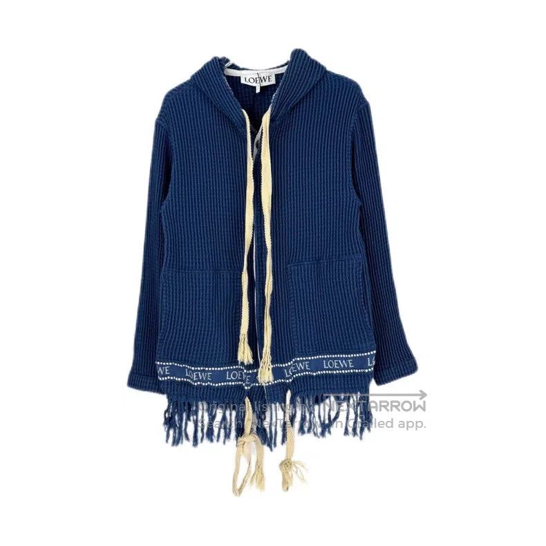 Loewe Loewe Blue letter fringed zip-up hooded sweatshirt Size US S / EU 44-46 / 1 - 1 Thumbnail