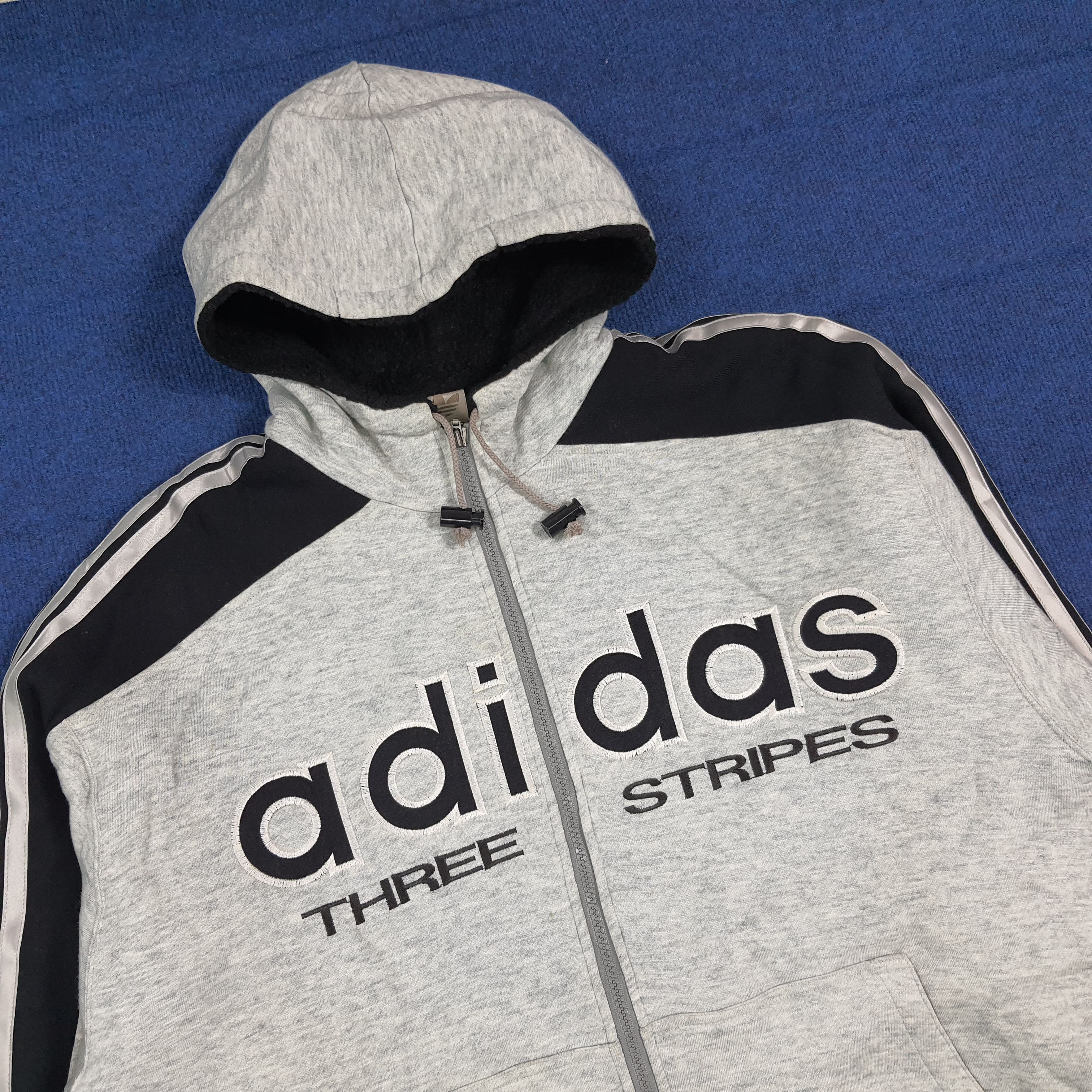 Adidas Vintage Rare 90s Adidas Big Logo Hoodie Adidas Zipper C282N9 Size US XL / EU 56 / 4 - 2 Thumbnail