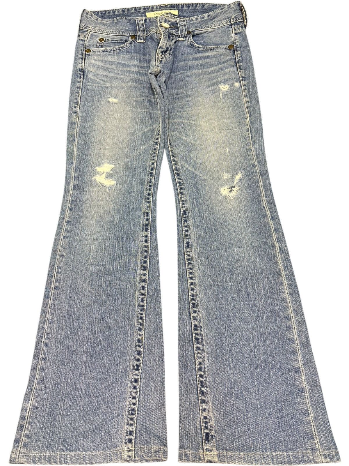 Uniqlo Vintage Japanese Uniqlo Faded Wash Distress Flare Jeans Size 29" - 1 Thumbnail