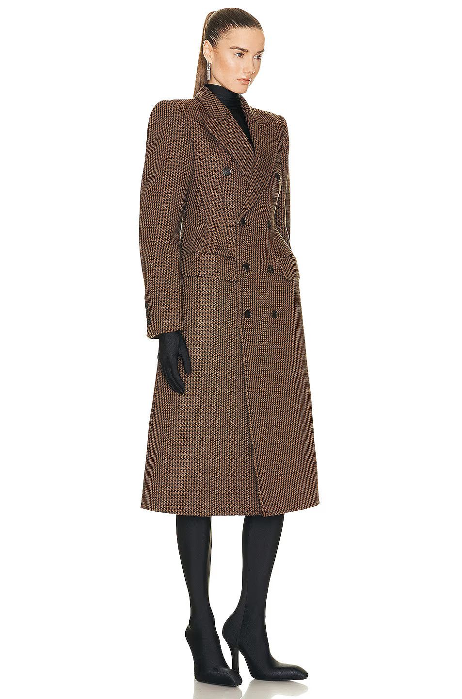 Balenciaga o1la1rc1a1024 DB Hourglass Coat in Brown/Beige Size S / US 4 / IT 40 - 2 Thumbnail