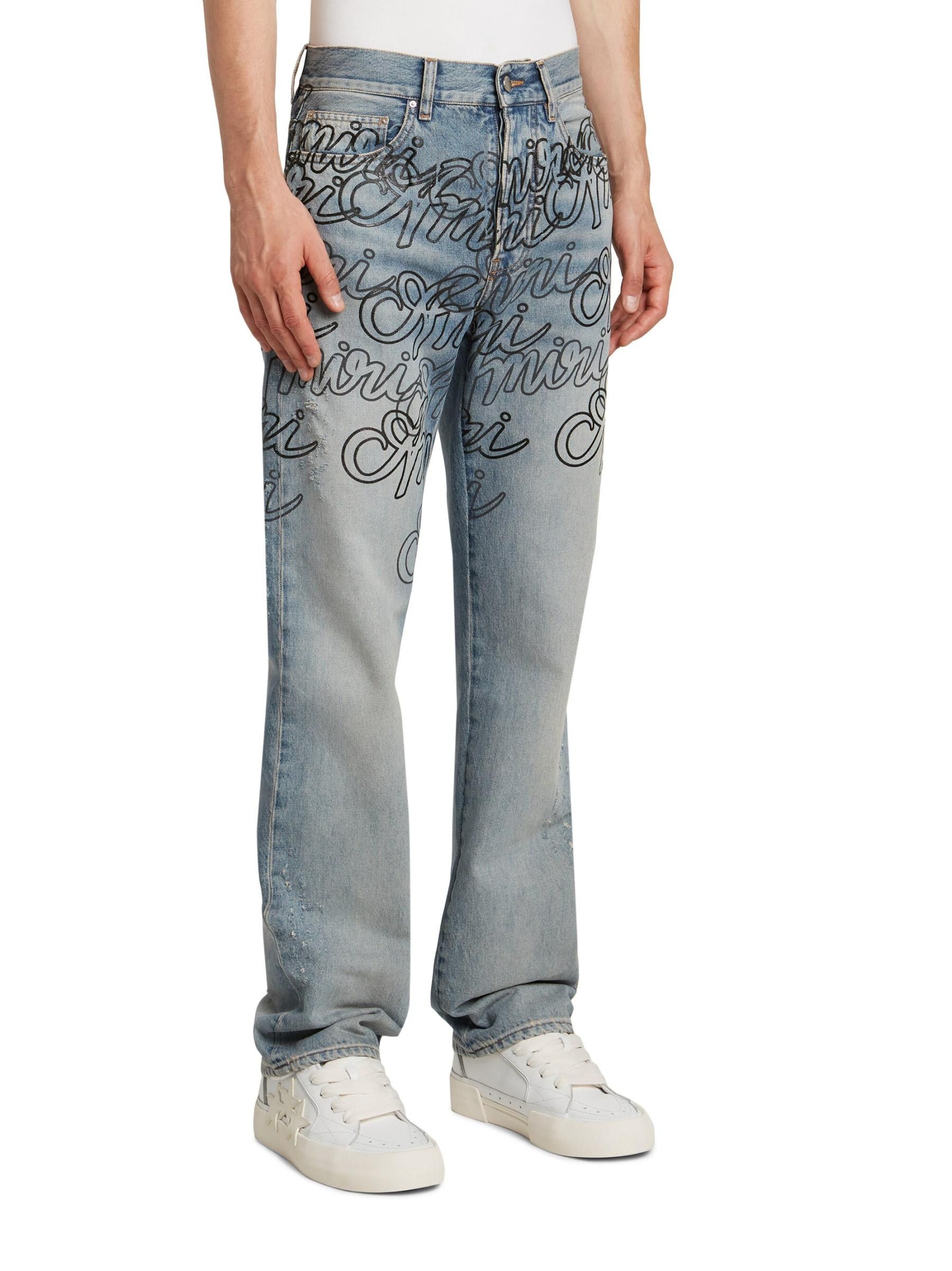 Amiri os11x0625 Script Logo Straight-Leg Jeans in Antique Indigo Size US 30 / EU 46 - 3 Thumbnail