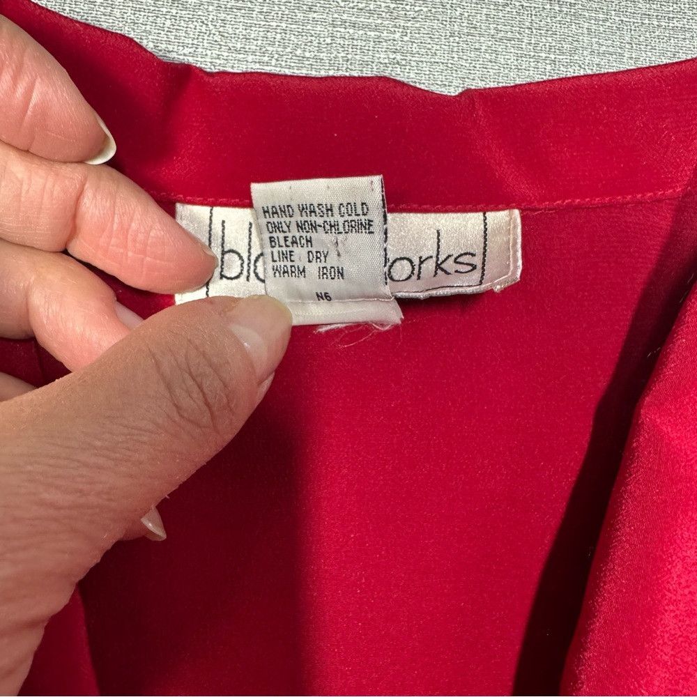 Other Vintage Blouseworks 100% Silk Red Long Sleeve Shirt Size M Size M / US 6-8 / IT 42-44 - 8 Thumbnail