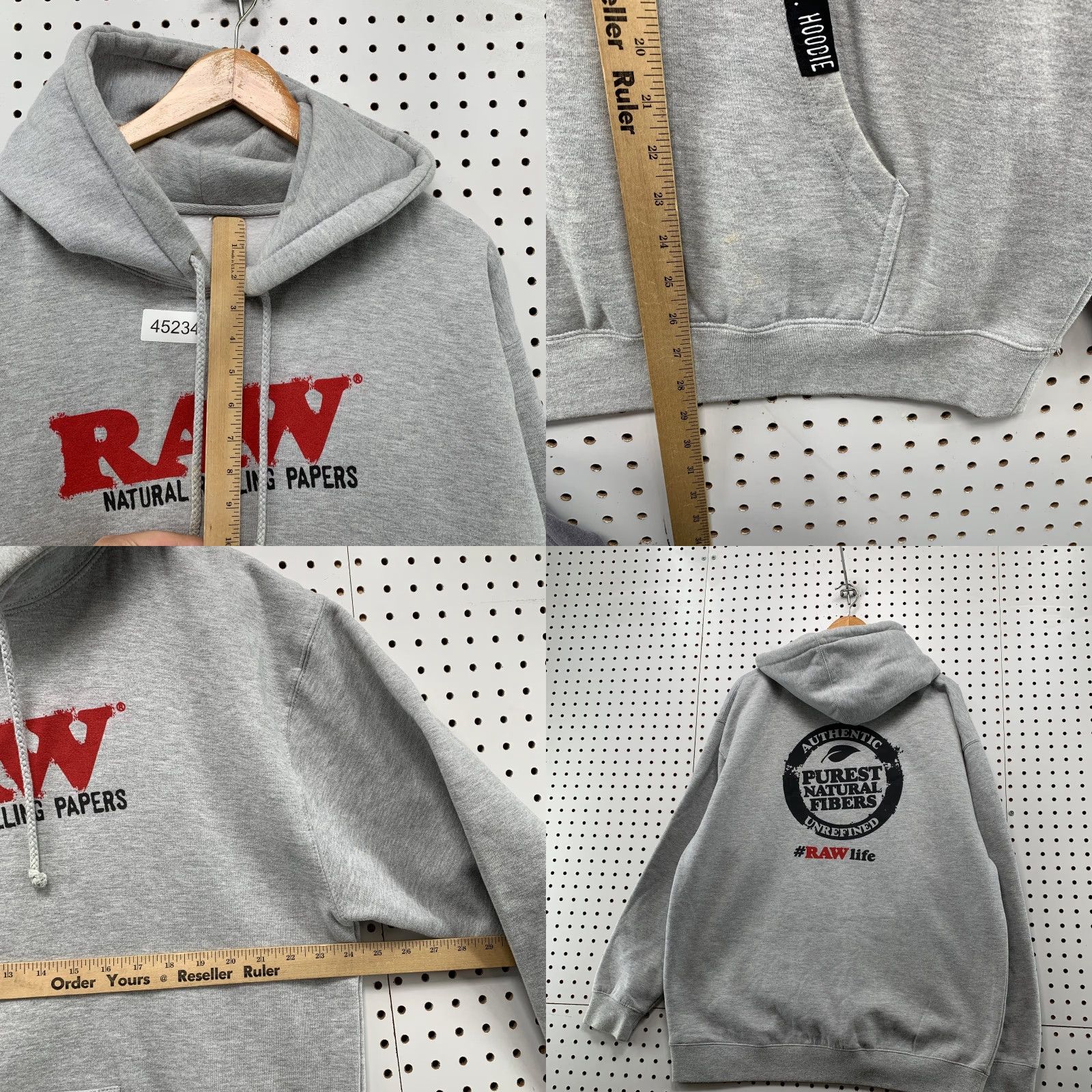 Vintage RAW OG Hoodie Sweatshirt Mens XL Gray Hooded Fleece WIZ Rolling Paper New Size US XL / EU 56 / 4 - 8 Thumbnail