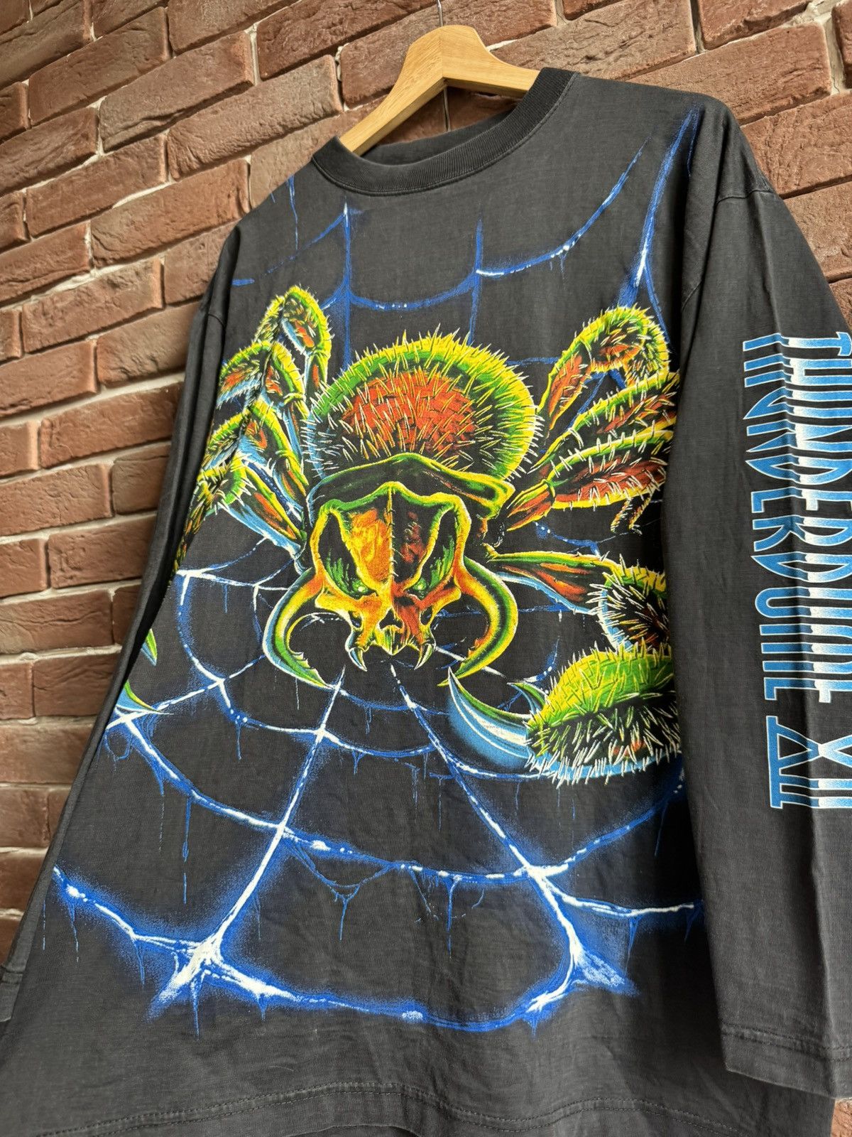 Thunderdome × Vintage Vintage 90s Thunderdome XII Spider Web Rare Band Tee Gabber Size US XL / EU 56 / 4 - 4 Thumbnail
