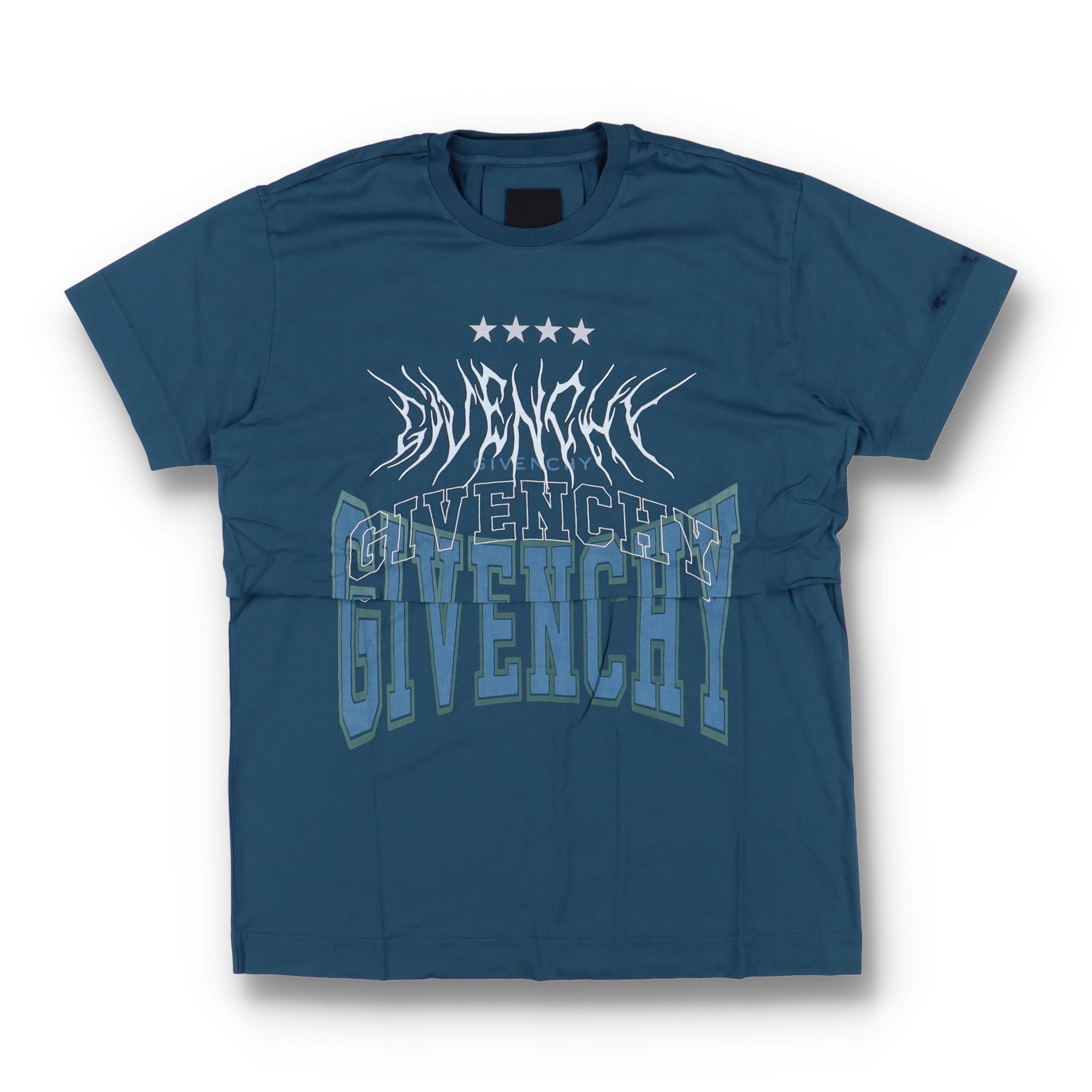 Givenchy Blue Layered Embroidered Multi Logo T-Shirt Size US S / EU 44-46 / 1 - 1 Thumbnail