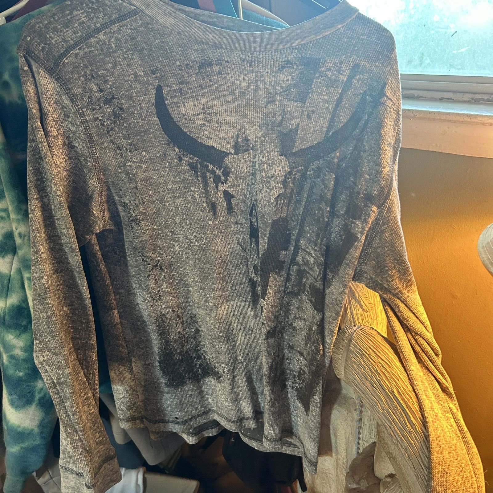 Unknown London Mystery Bull Skull Long Sleeve Top - Your Inner Cowboy-yahoo Size US M / EU 48-50 / 2 - 1 Thumbnail