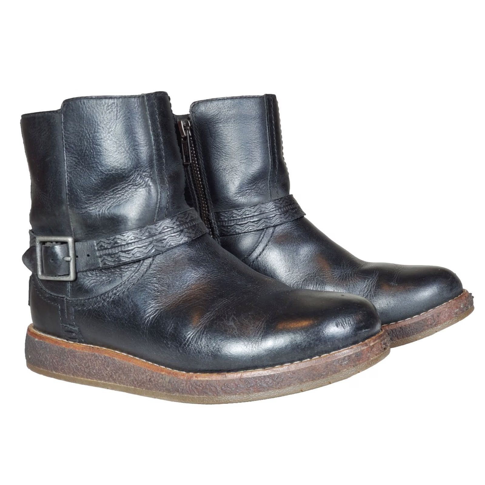 Ugg VINTAGE UGG Australia Camren Leather Boots Black Buckle Side Zip Women's US 5 Size US 5 / IT 35 - 2 Thumbnail