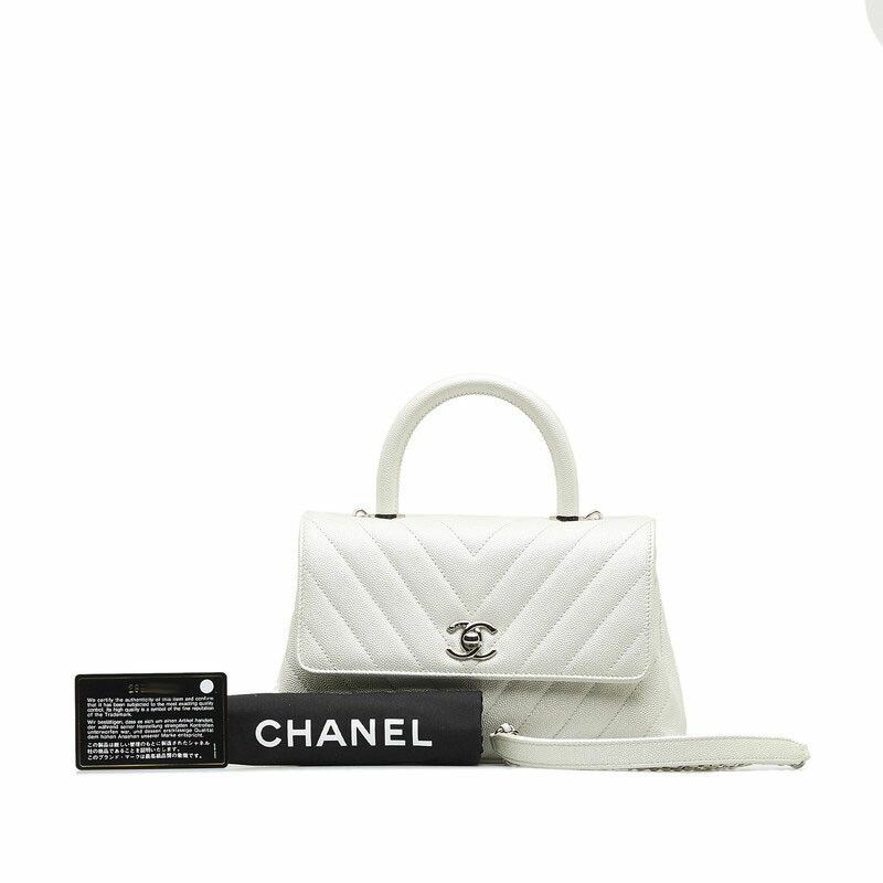 Chanel Chanel Chanel Chevron V-Stitch Coco Handle Caviar Skin Handbag Leather Handbag 28 in Great Condition Size ONE SIZE - 1 Thumbnail