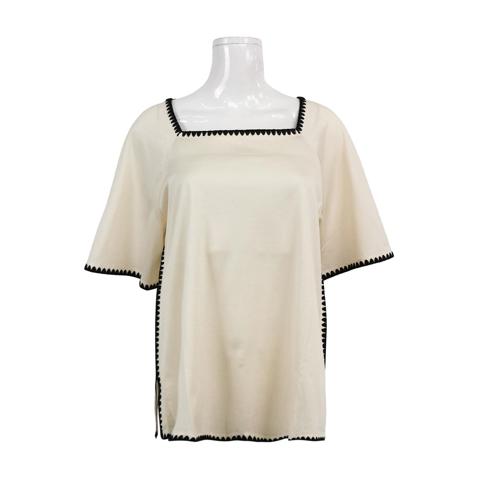 Weekend Max Mara Weekend Max Mara Cotton Scalloped Trim Blouse L Size L / US 10 / IT 46 - 1 Thumbnail