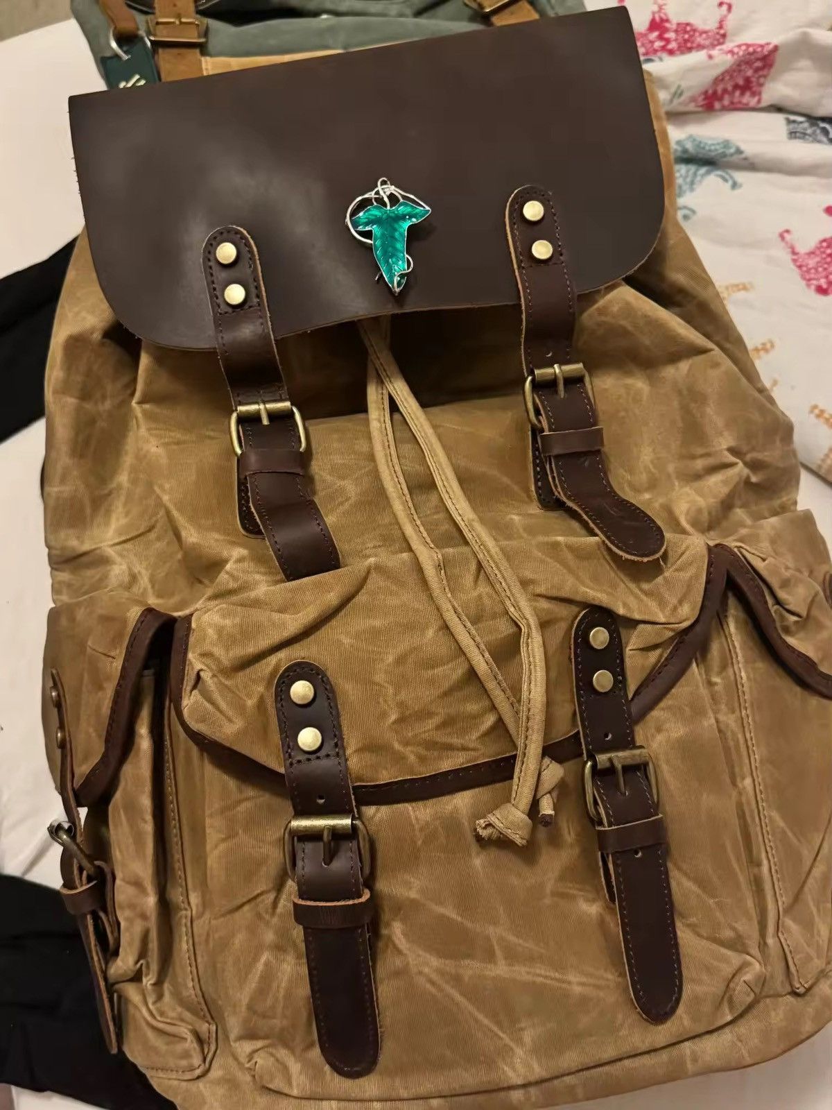 Japanese Brand Vintage Leather And Wax Canvas Backpack Size ONE SIZE - 6 Thumbnail