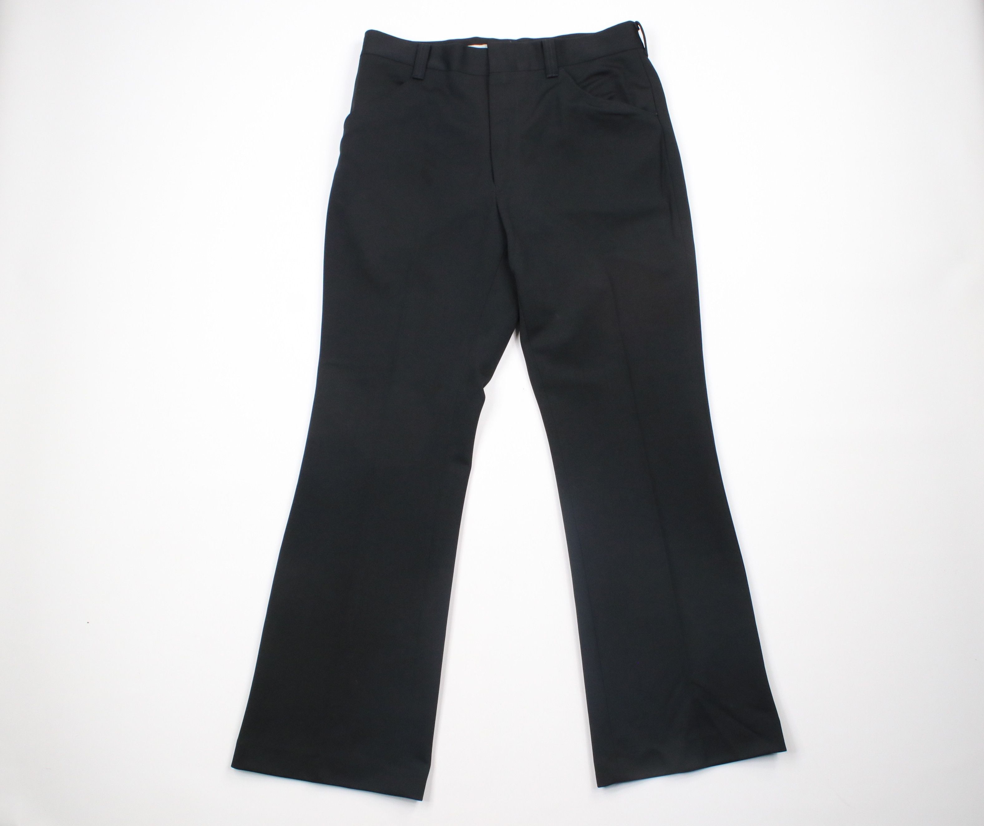 Image of Vintage 70's Streetwear Wide Leg Bell Bottoms Pants Black Usa, Men's (Size 34)