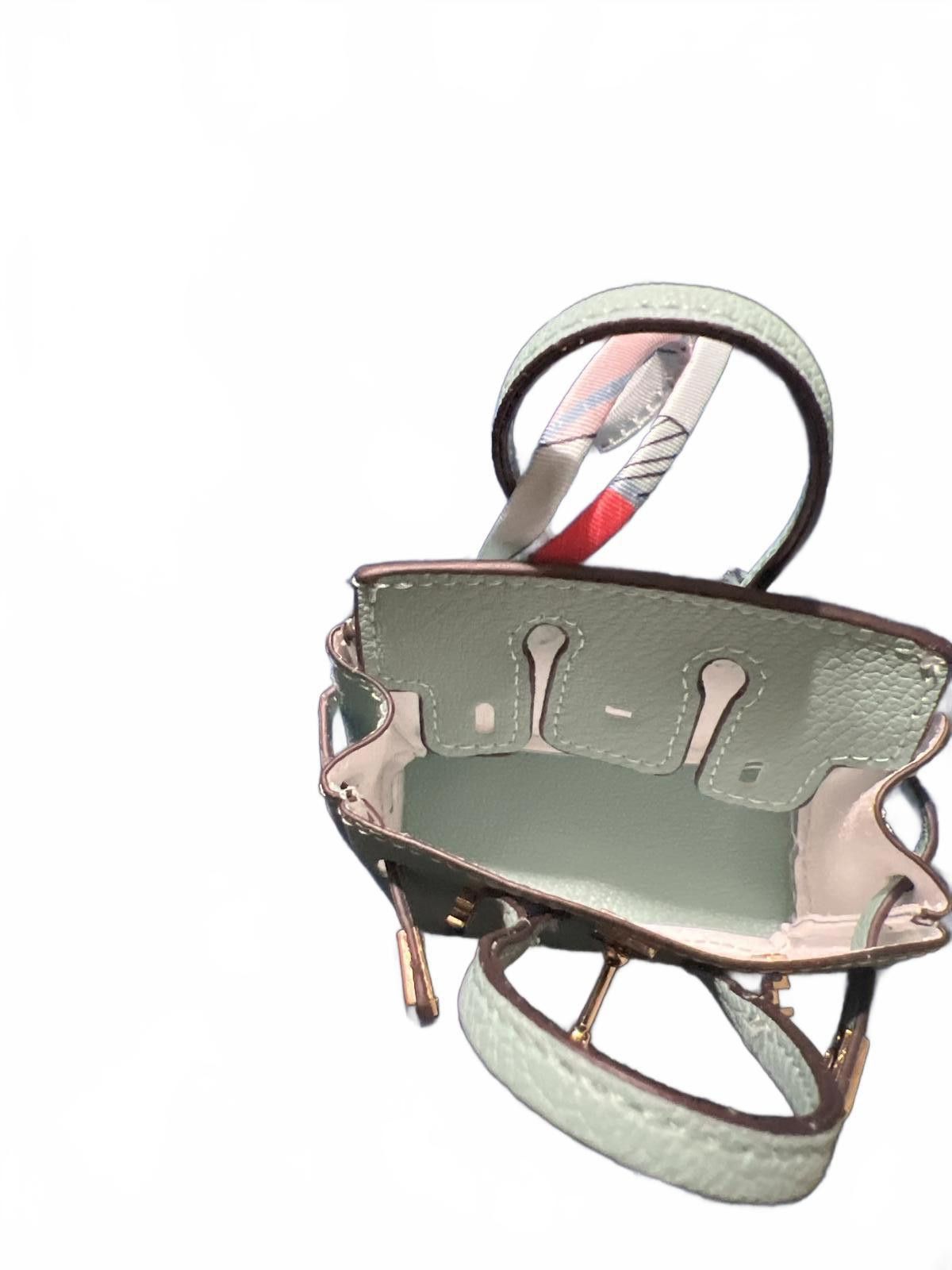 The Unbranded Brand Mini Mint Green Faux Leather Handbag Charm Keychain Size ONE SIZE - 2 Thumbnail