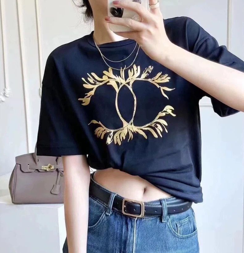 Chanel Chanel Dark blue laurel branch double C cotton round-neck Size S / US 4 / IT 40 - 9 Thumbnail
