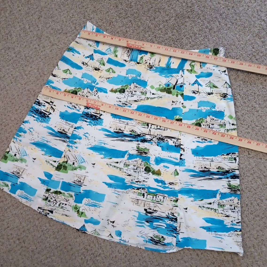 Madison Madison A-Line Skirt Women 16 Blue Knee Length Side Zip Cotton Blend Vintage No? Size 38" / US 16 / IT 52 - 2 Thumbnail