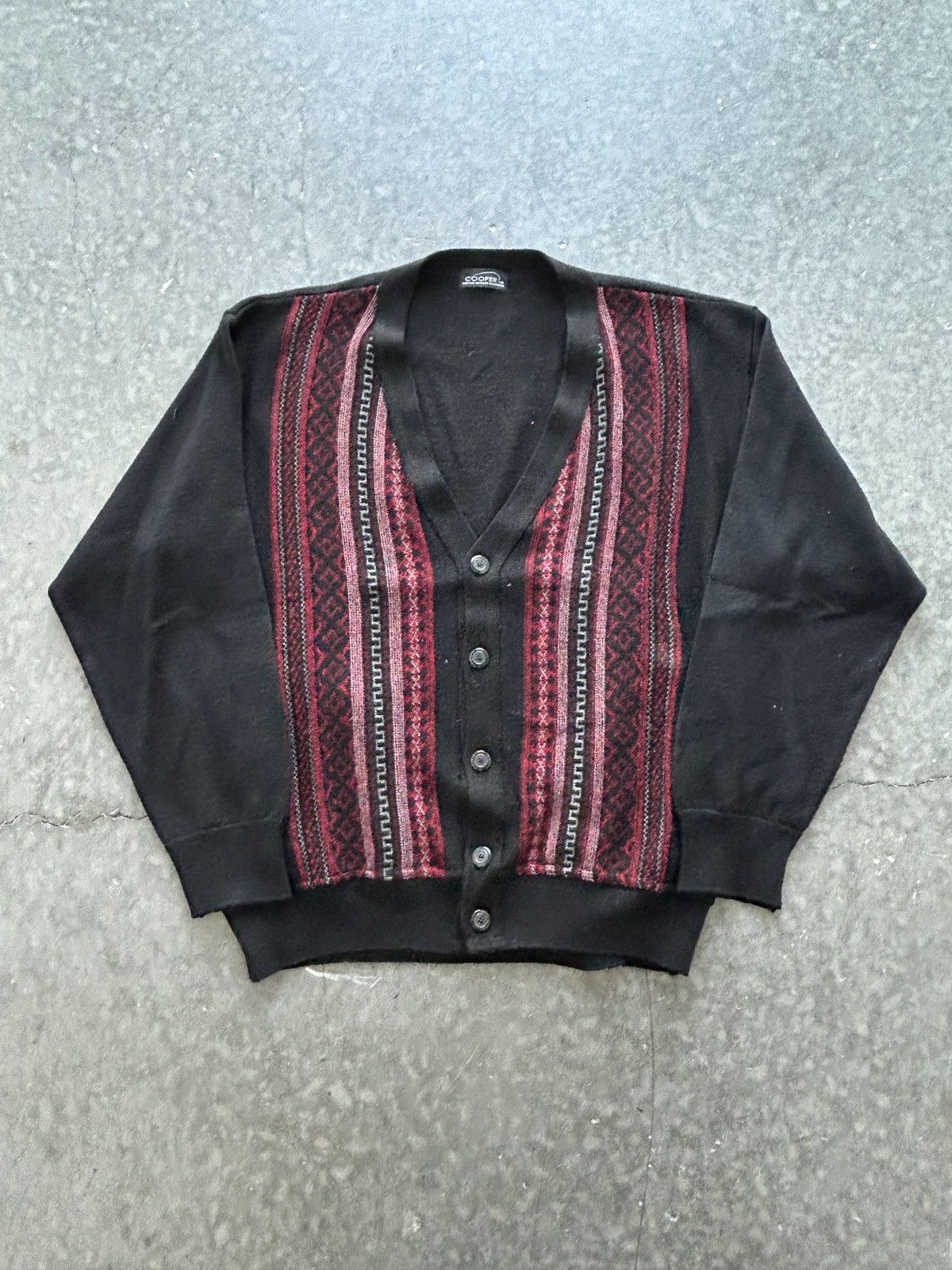Cooper Vintage 90s Cooper Patterned Knit Cardigan Sweater Size US XL / EU 56 / 4 - 1 Thumbnail