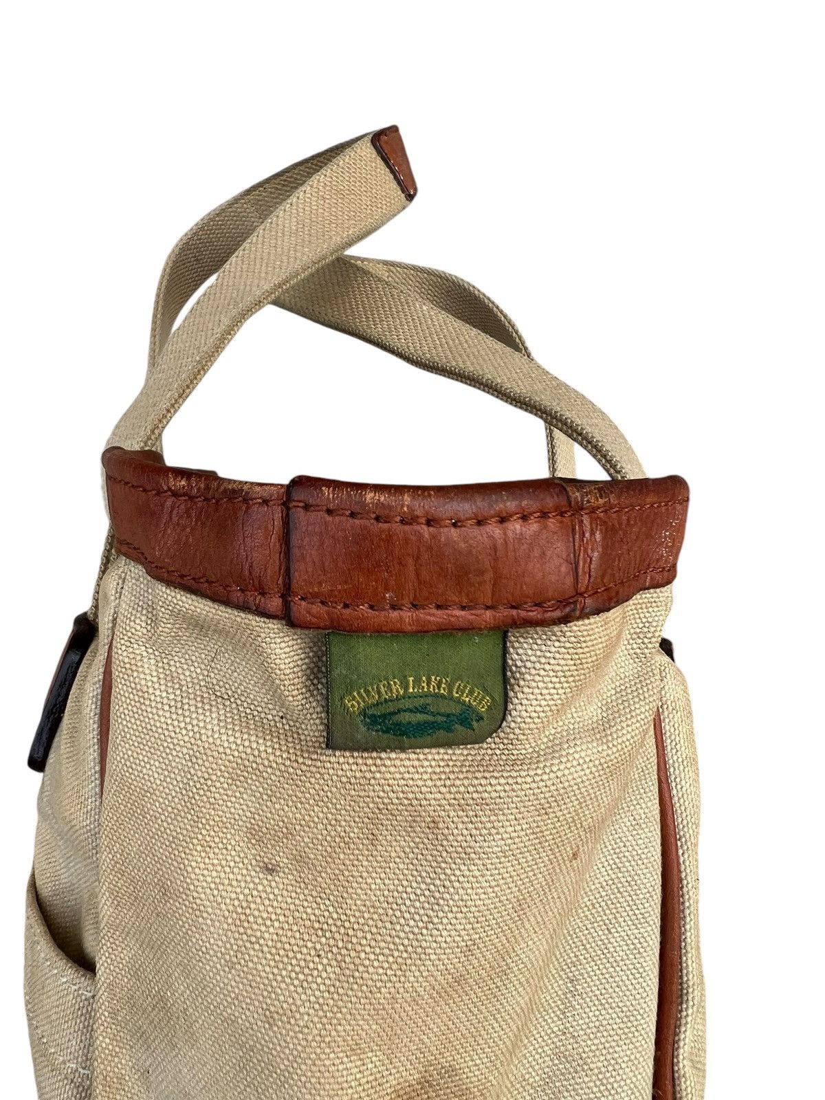 Leather Vintage Silver Lake Club Japan Dirty Muddy Canvas Tote Bag Size ONE SIZE - 12 Thumbnail