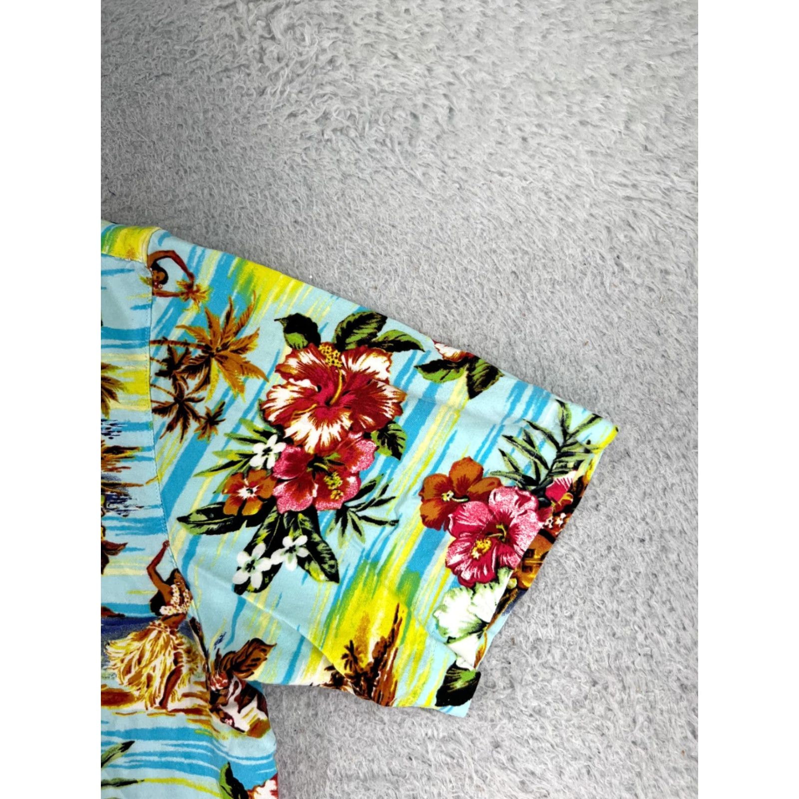 George VINTAGE George Shirt Adult Large Yellow Blue Floral Hula Island Print Button-Down Short Sleeve Rayon Hawaiian Men’s Shirt Size US L / EU 52-54 / 3 - 2 Thumbnail