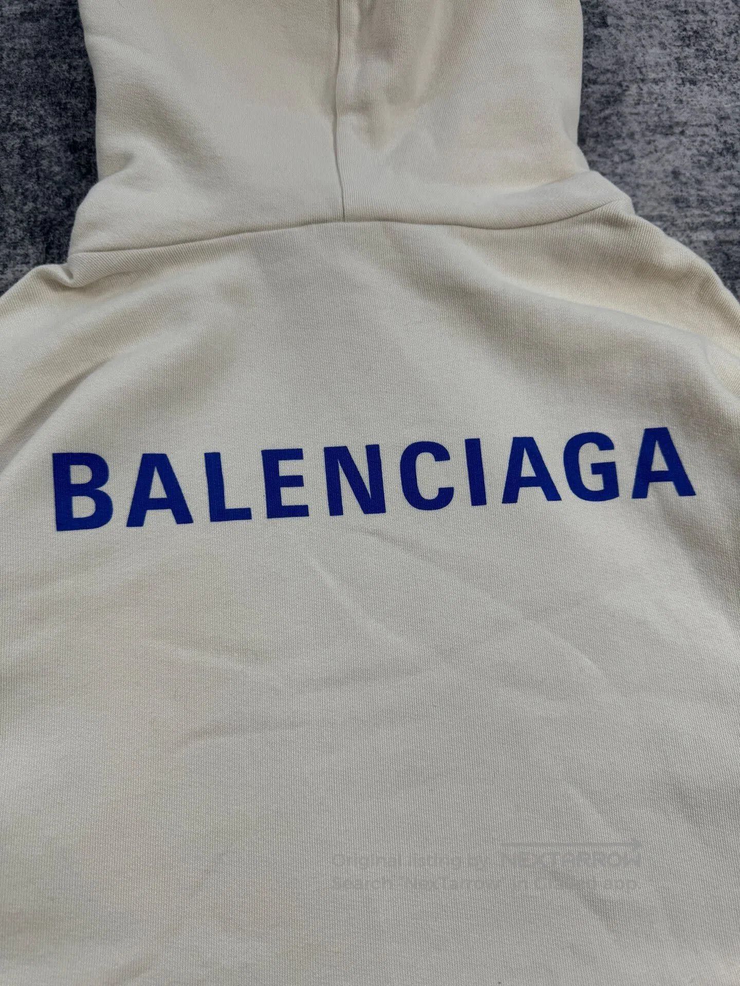 Balenciaga balenciaga cream logo hoodie with blue text. Size US XS / EU 42 / 0 - 2 Thumbnail