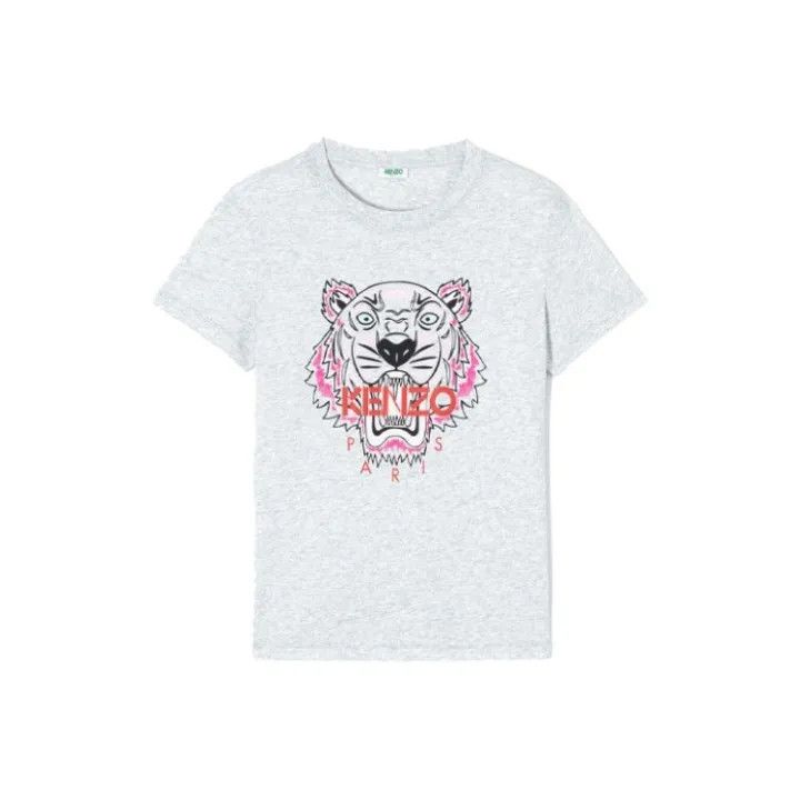Kenzo KENZO Gray Cotton Tiger Head T-Shirt for Women 0079 Size M / US 6-8 / IT 42-44 - 1 Thumbnail