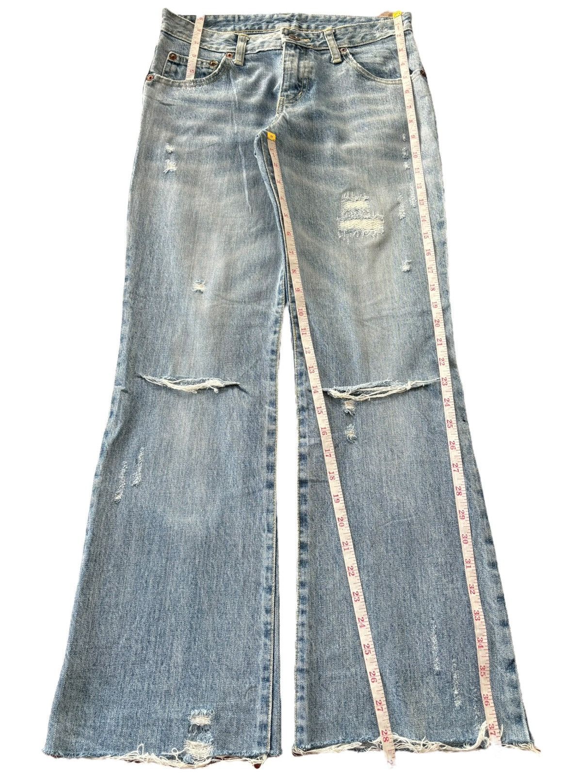 ATSURO TAYAMA Vintage Atsuro Tayama Faded Wash Distressed Flare Jeans Size 29" - 7 Thumbnail