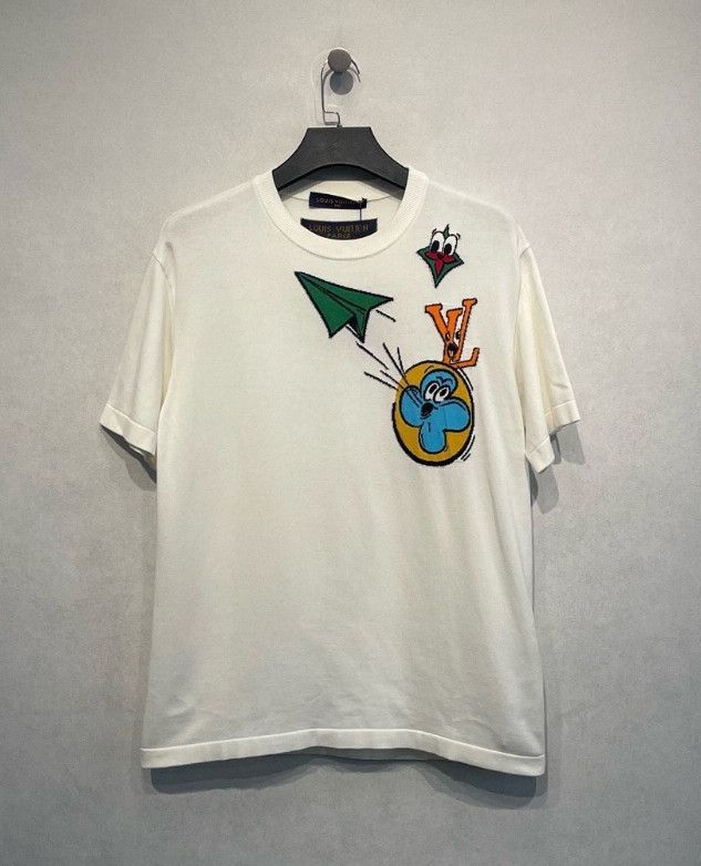 Louis Vuitton Louis Vuitton White comic print intarsia crew neck short s Size US M / EU 48-50 / 2 - 1 Thumbnail