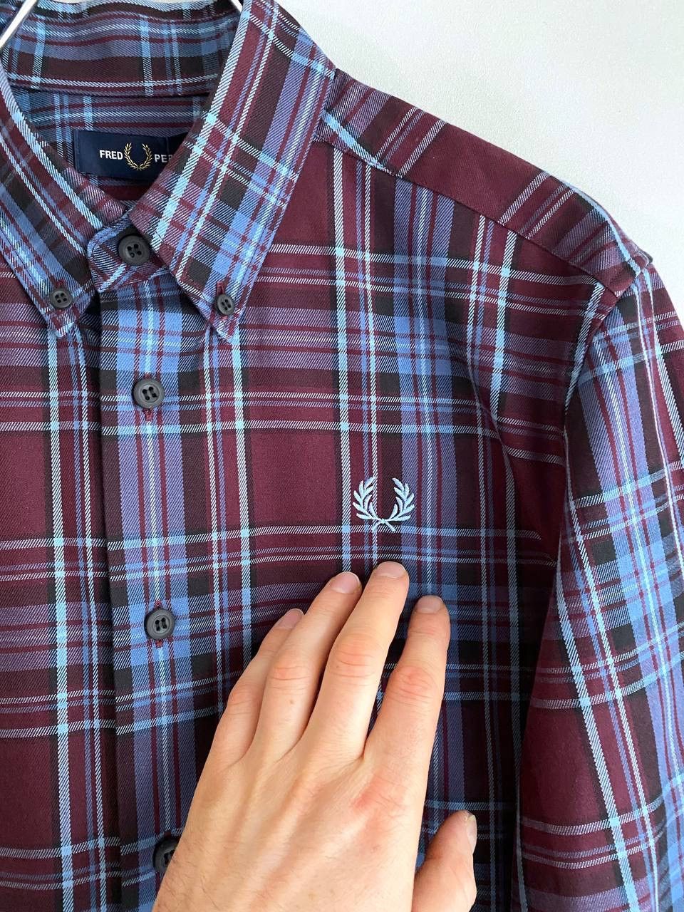 Fred Perry Fred Perry Men's Burgundy/Blue Tartan Winter Shirt, Size S Size US S / EU 44-46 / 1 - 5 Thumbnail