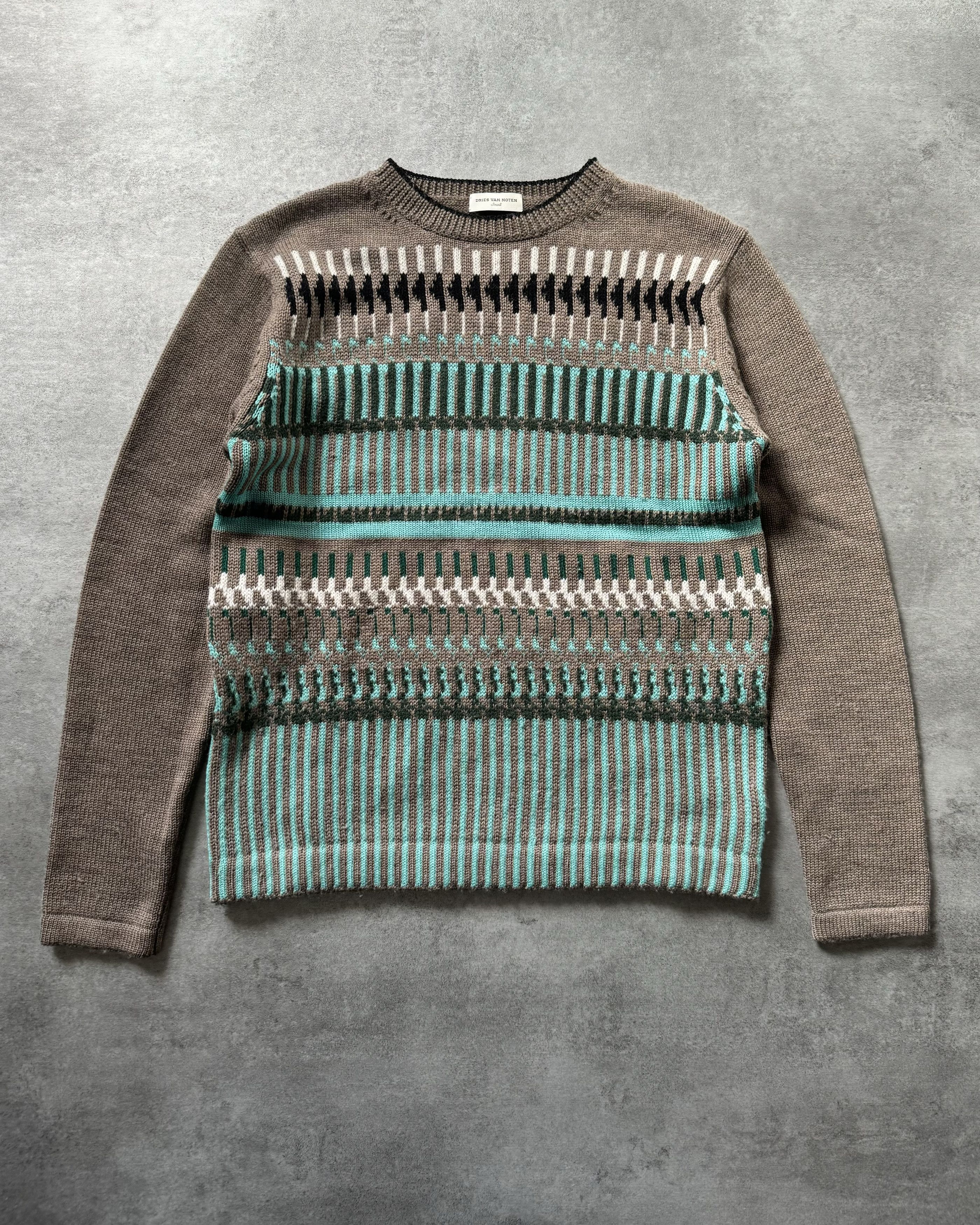 image of Archival Clothing x Dries Van Noten Wool Energy Sweater in Brown, Men's (Size XS)