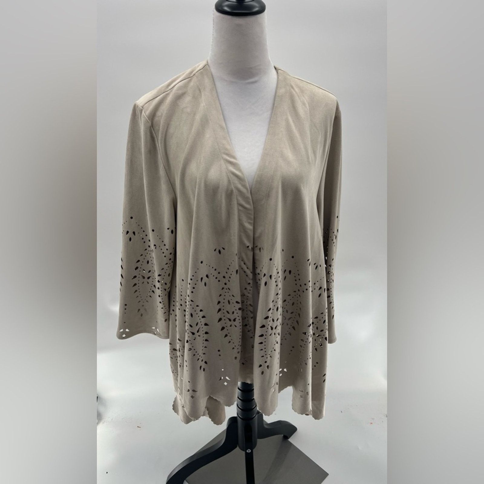 Chicos Chico's Size 3 (XL) Faux Suede Tan Blazer Jacket Size 3XL / US 20-22 - 1 Thumbnail