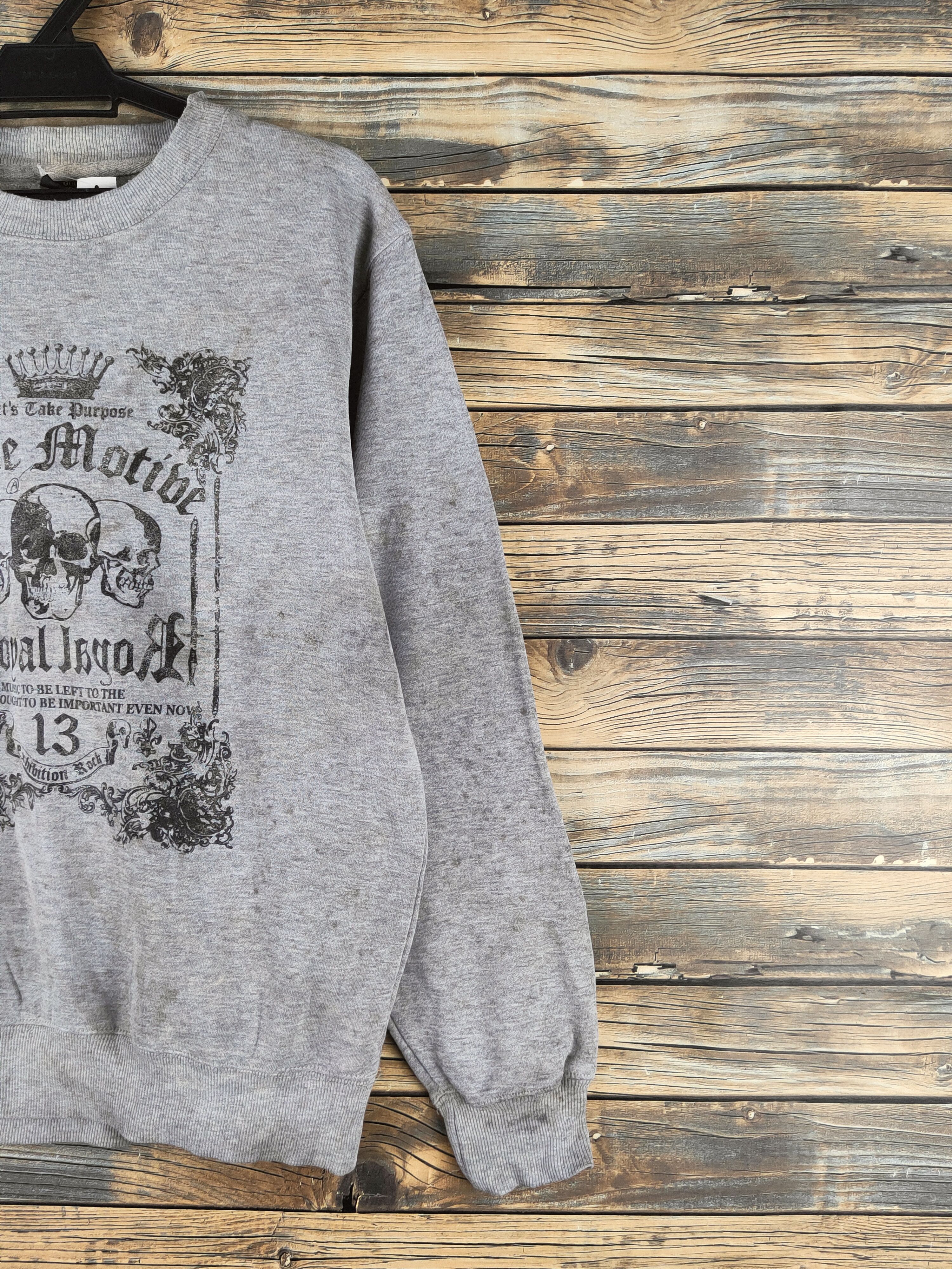 Japanese Brand DL Gold Experience Skull Gray Sweatshirts #46-203 Size US M / EU 48-50 / 2 - 6 Thumbnail