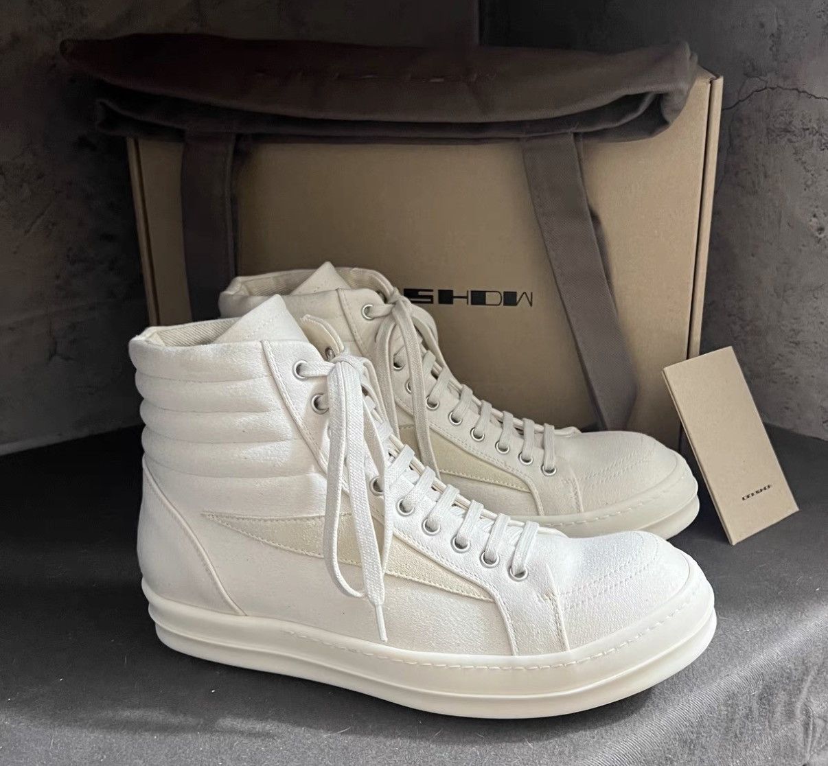 Rick Owens Rick Owens DRKSHDW All-White "Milk" Vans-Inspired Sneakers Size US 8 / EU 41 - 2 Thumbnail