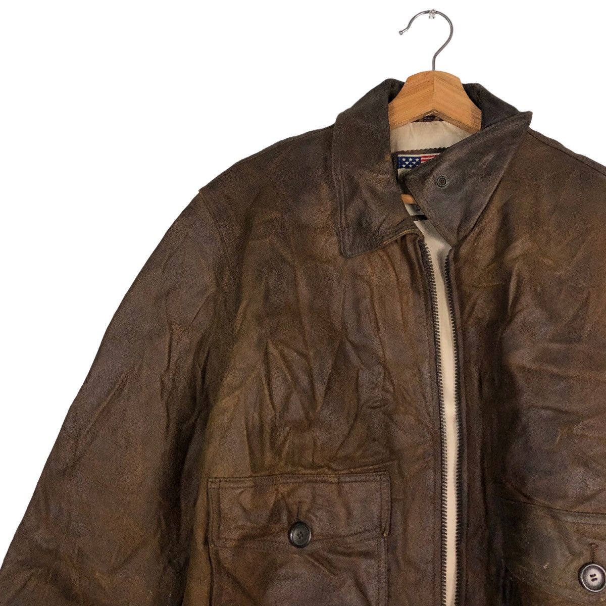 Japanese Brand 🔥Vintage Fly Genuine Leather Jacket Amcruis American Ship Size US M / EU 48-50 / 2 - 7 Thumbnail