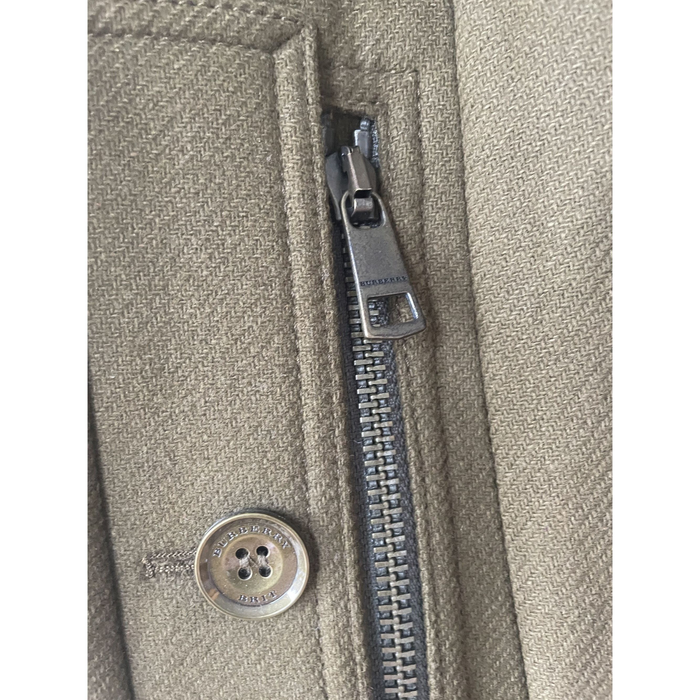 Burberry Burberry Olive Green Button & Zip Wool Blend Jacket Size L / US 10 / IT 46 - 6 Thumbnail
