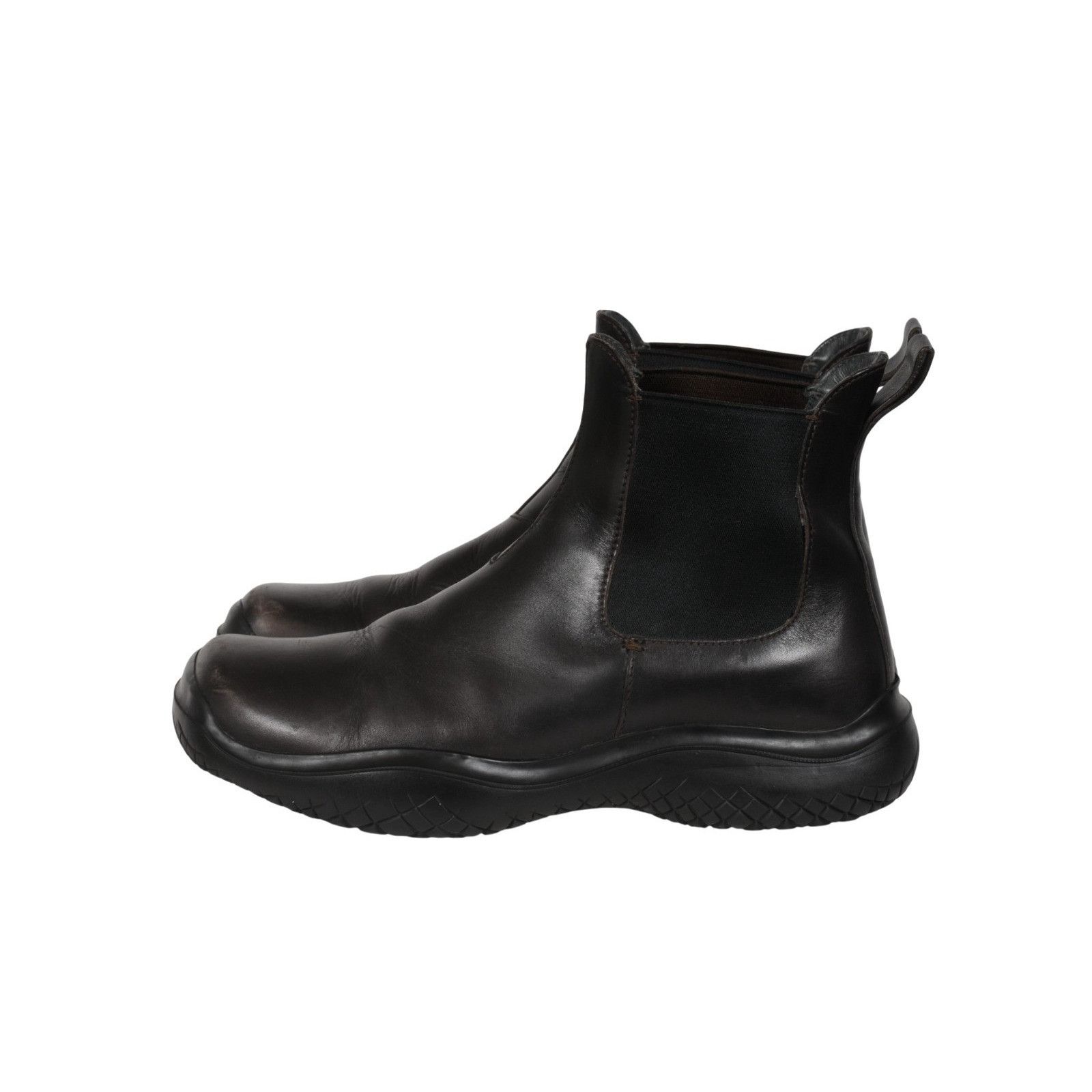 Prada Vintage Chelsea Boot Brown Leather Square Toe - 02618 Size US 10.5 / EU 43-44 - 6 Thumbnail