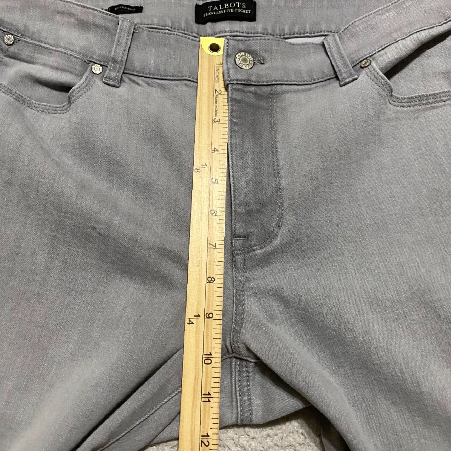 Talbots Talbots Jeans 12 Gray Medium Wash Straight 5-Pocket Denim Mid Rise Womens Jeans Size 34" / US 12 / IT 48 - 7 Thumbnail