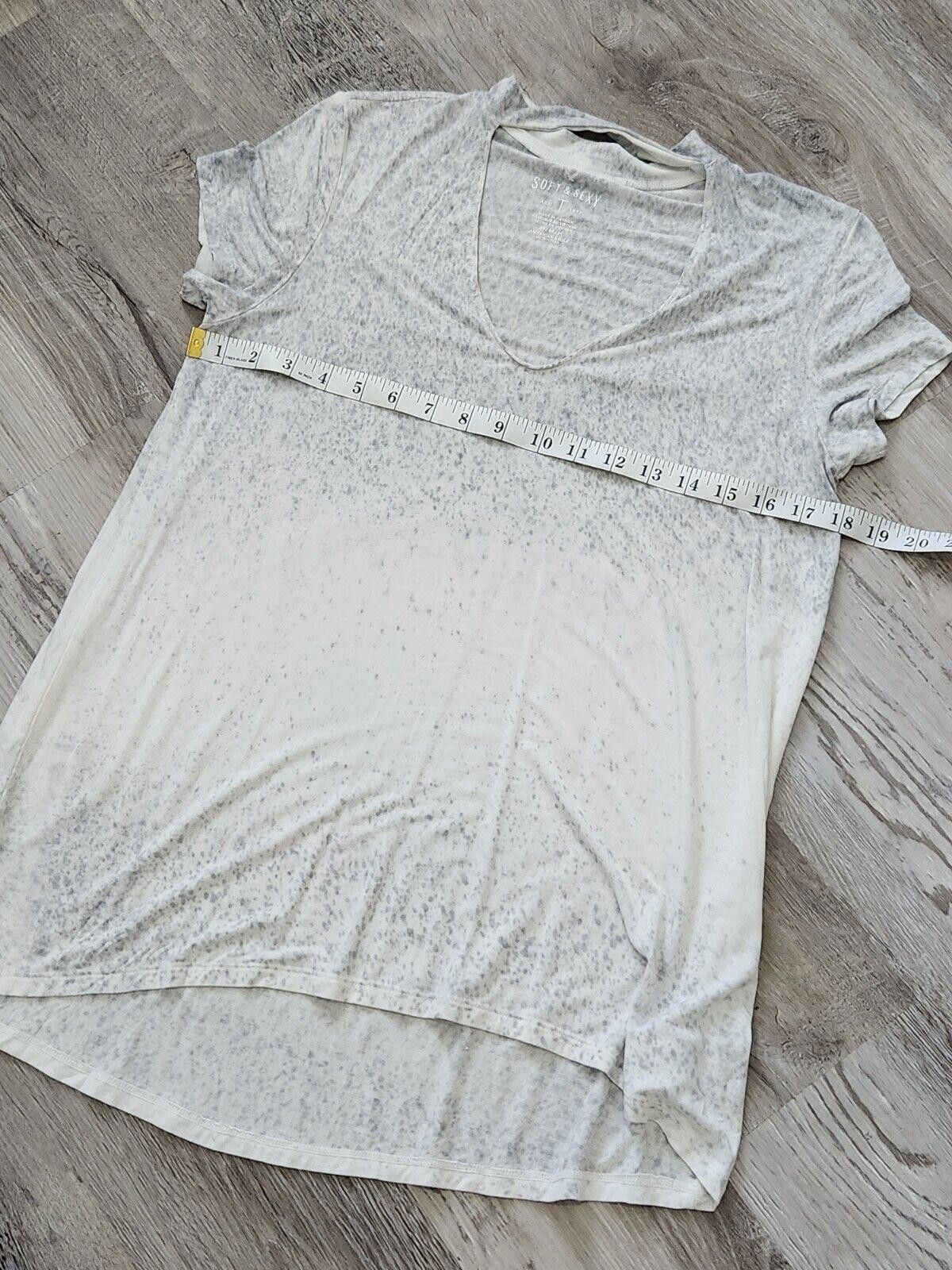 Designer American Eagle Soft & Sexy Shirt Med White Grey Choker Ombre Size M / US 6-8 / IT 42-44 - 5 Thumbnail