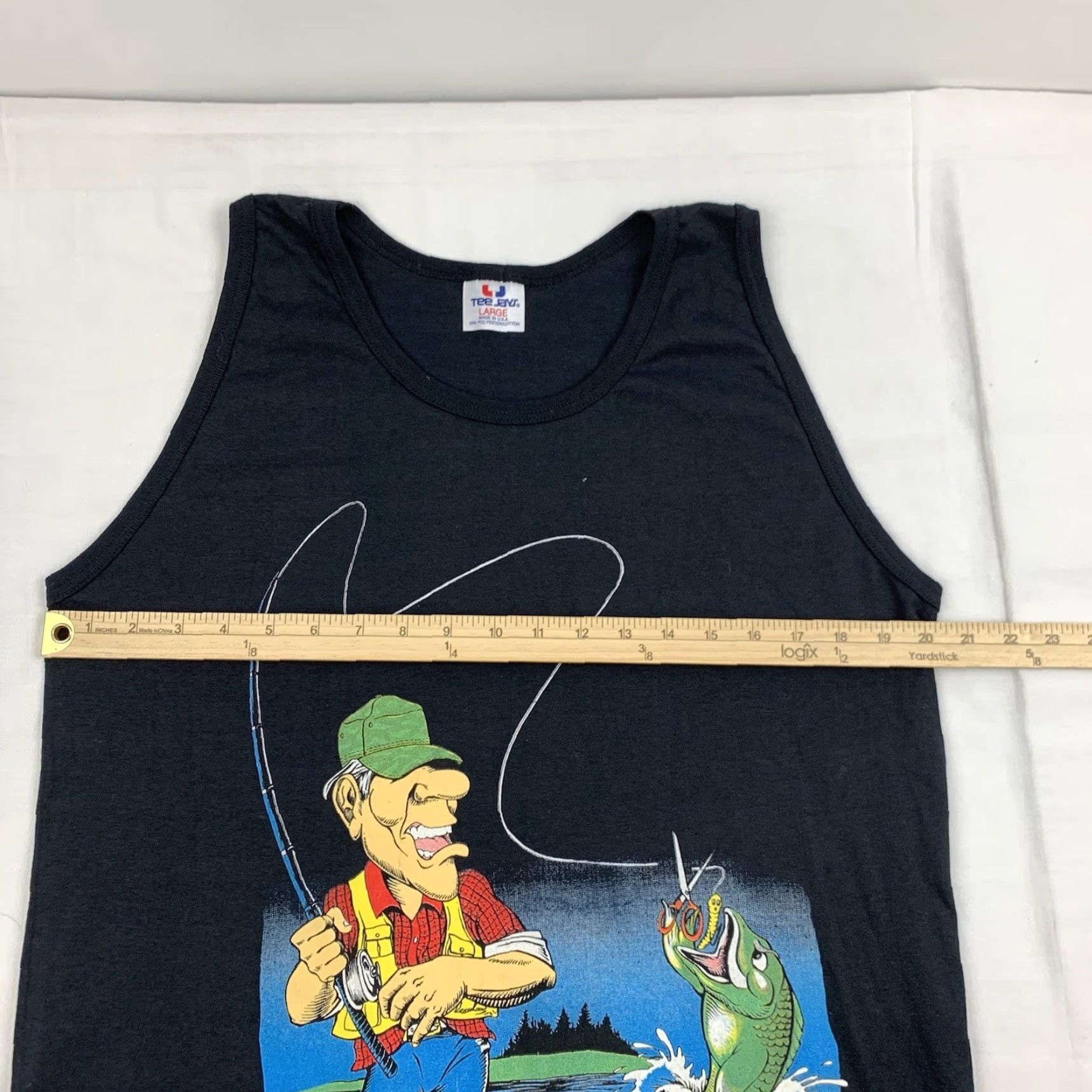 TEE JAYS VINTAGE South Carolina Fishing Tank Top Adult Large Black Outdoors Nature 90s 80s Mens Tank Top Size US L / EU 52-54 / 3 - 6 Thumbnail