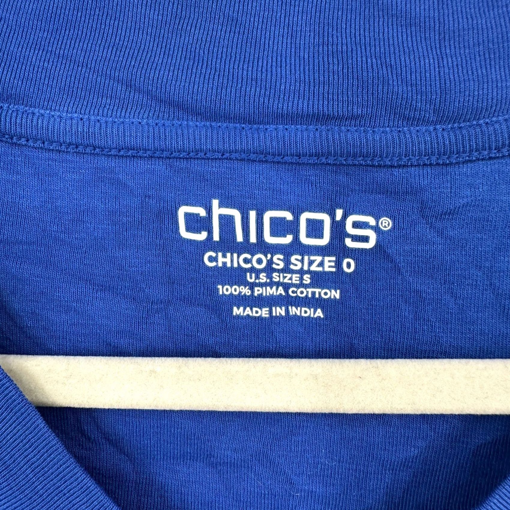 Vintage Chicos T-Shirt V-Neck 3/4 Sleeve Top S Small Royal Blue 100% Cotton Jersey Womens Casual Workwear Vintage No Size S / US 4 / IT 40 - 2 Thumbnail