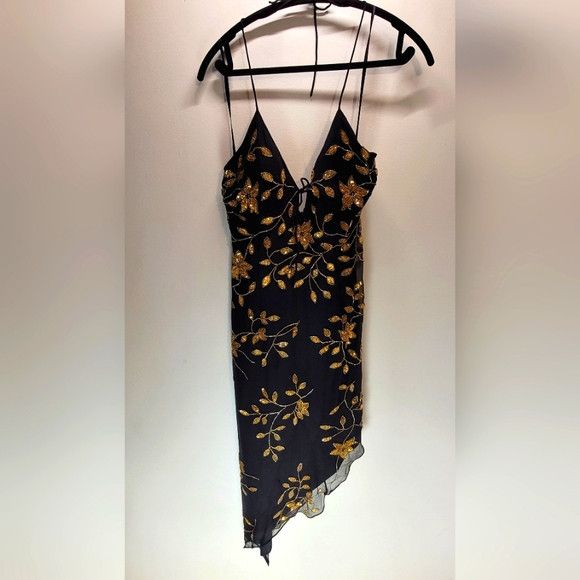 Other Venus vintage 100% silk golden embellished black dress - M Size M / US 6-8 / IT 42-44 - 2 Thumbnail