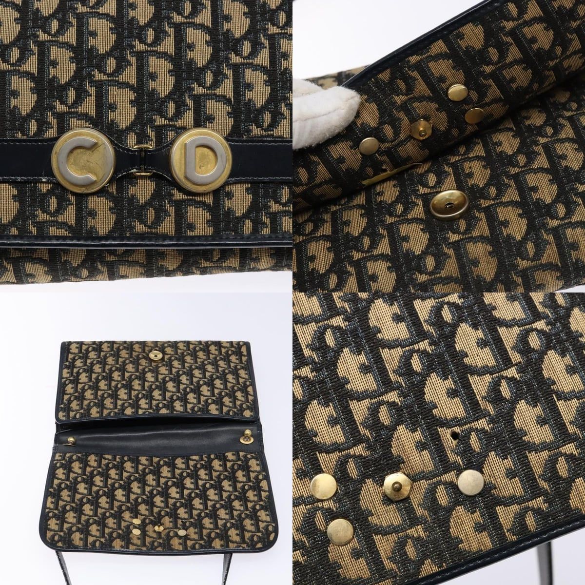 Dior DIOR Trotter Canvas Shoulder Bag Navy Gold Size ONE SIZE - 11 Thumbnail