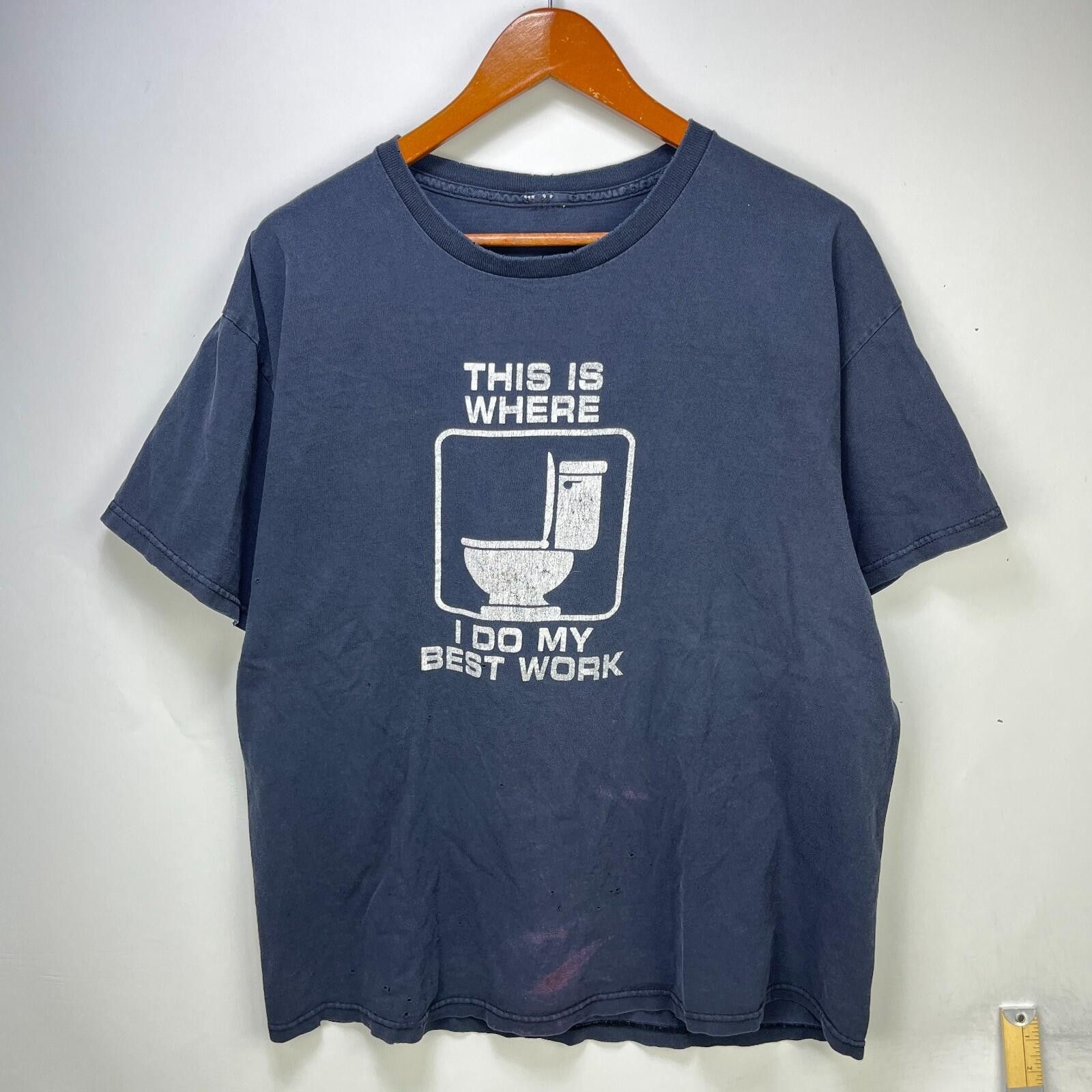 Vintage Vintage Toilet Humour Best Work Faded Novelty T Shirt XL Size US XL / EU 56 / 4 - 1 Thumbnail
