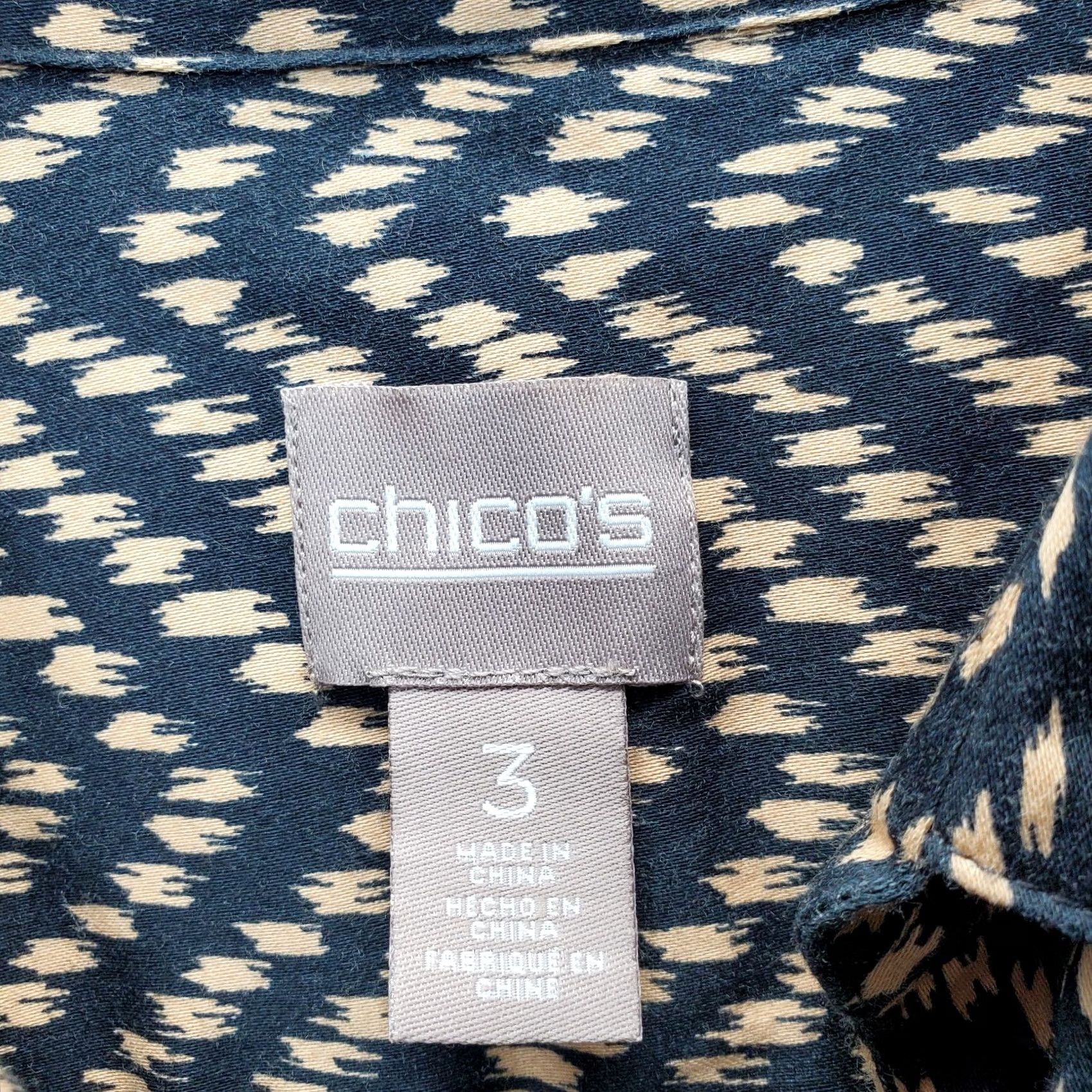 Vintage Chico's Womens XL Multi Chevron Print Tunic Shirt Long Sleeve Collared Button Up Size XL / US 12-14 / IT 48-50 - 5 Thumbnail