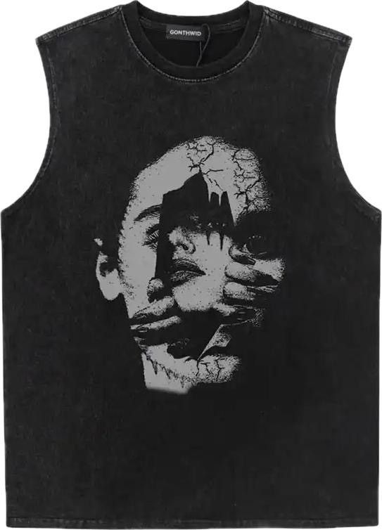Japanese Brand Retro Graphic Sleeveless T-Shirt Size US M / EU 48-50 / 2 - 1 Thumbnail