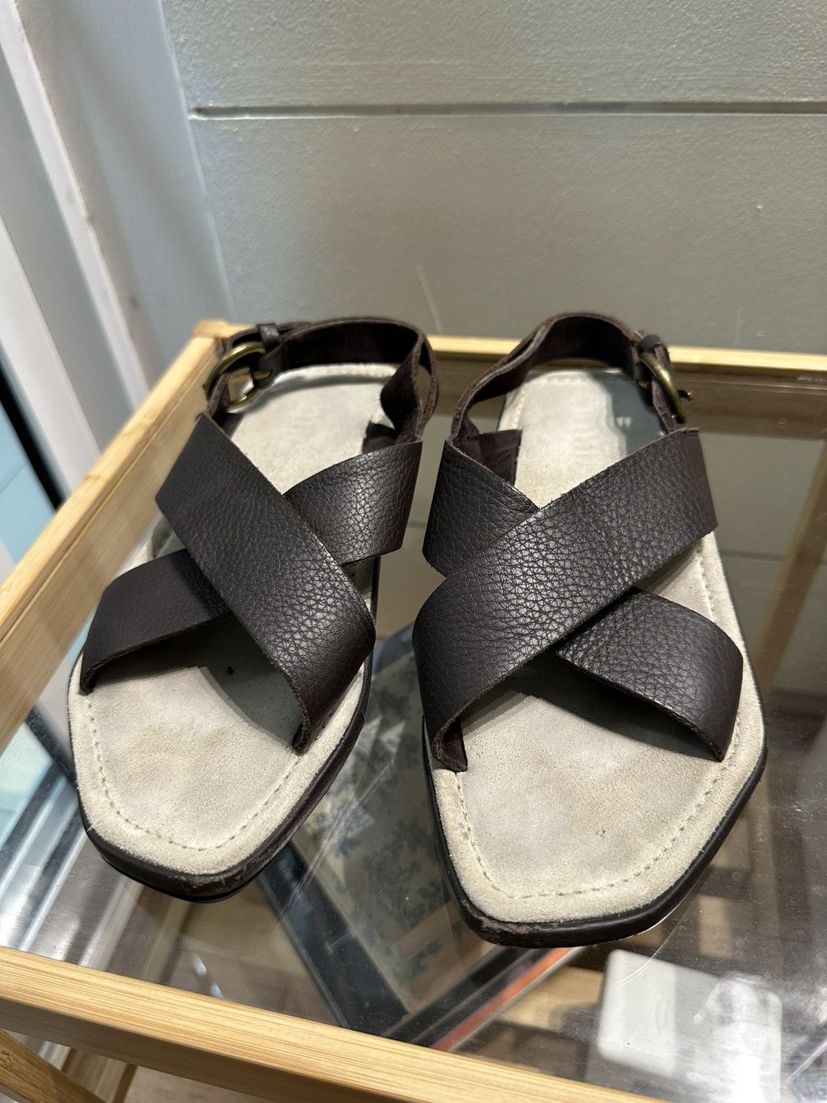 Miu Miu × Prada Miu Miu Brown Leather Vintage Size 36.5 Made in Italy Sandal Size US 6.5 / IT 36.5 - 2 Thumbnail