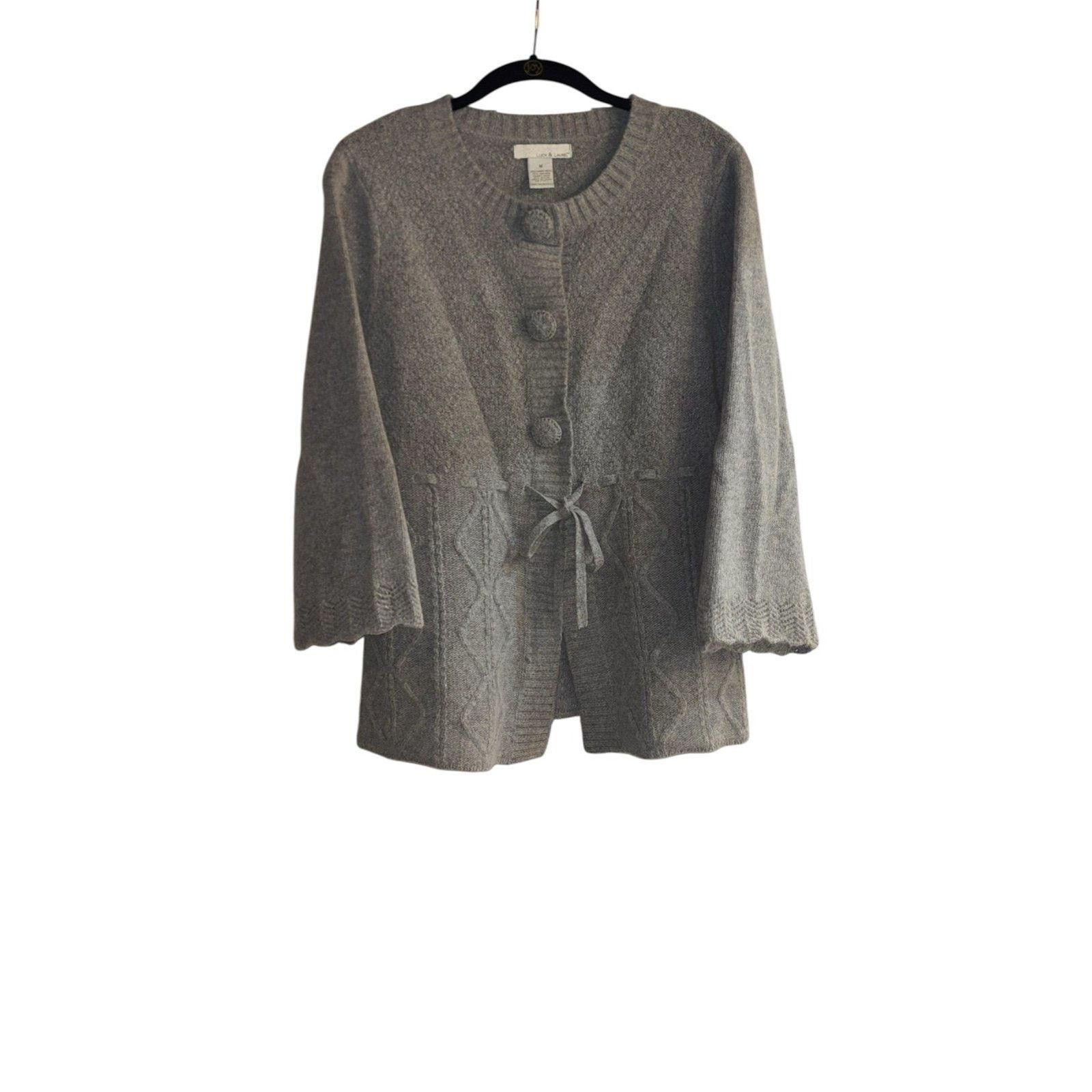 & Other Stories Vintage Lucy & Laurel Gray 100% Lambswool Cardigan Sweater Size M / US 6-8 / IT 42-44 - 7 Thumbnail