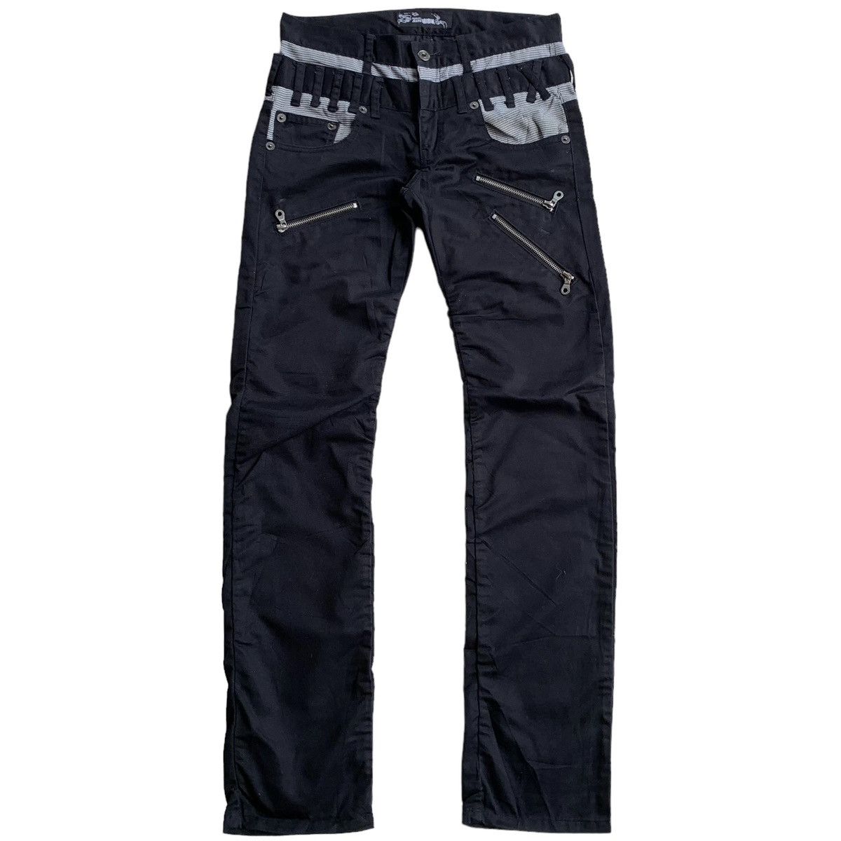 image of Beauty Beast x Vintage Oririn Double Waist Bondage Punk Multi Zipper Wrinkled Leg in Black (Size 30