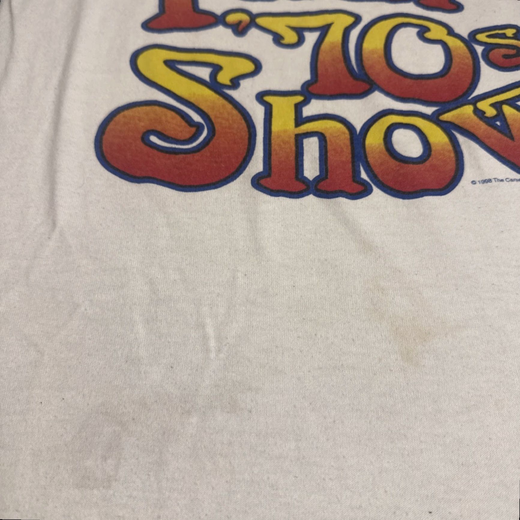 Soffe VINTAGE That ‘70s Show TV Television Promo Raglan 3/4 Sleeve T-Shirt XL Mens White 1998 70s Size US XL / EU 56 / 4 - 5 Thumbnail