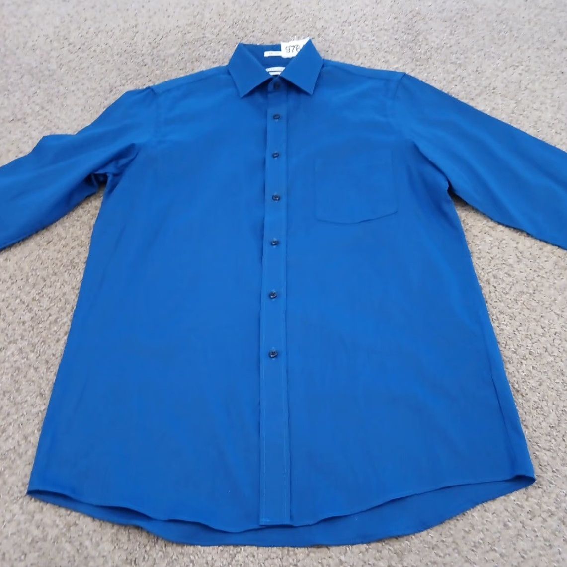Van Heusen Van Heusen Shirt Mens Size 15 Blue Pin Cord Long Sleeve Button Up Cotton Blend Size US M / EU 48-50 / 2 - 5 Thumbnail