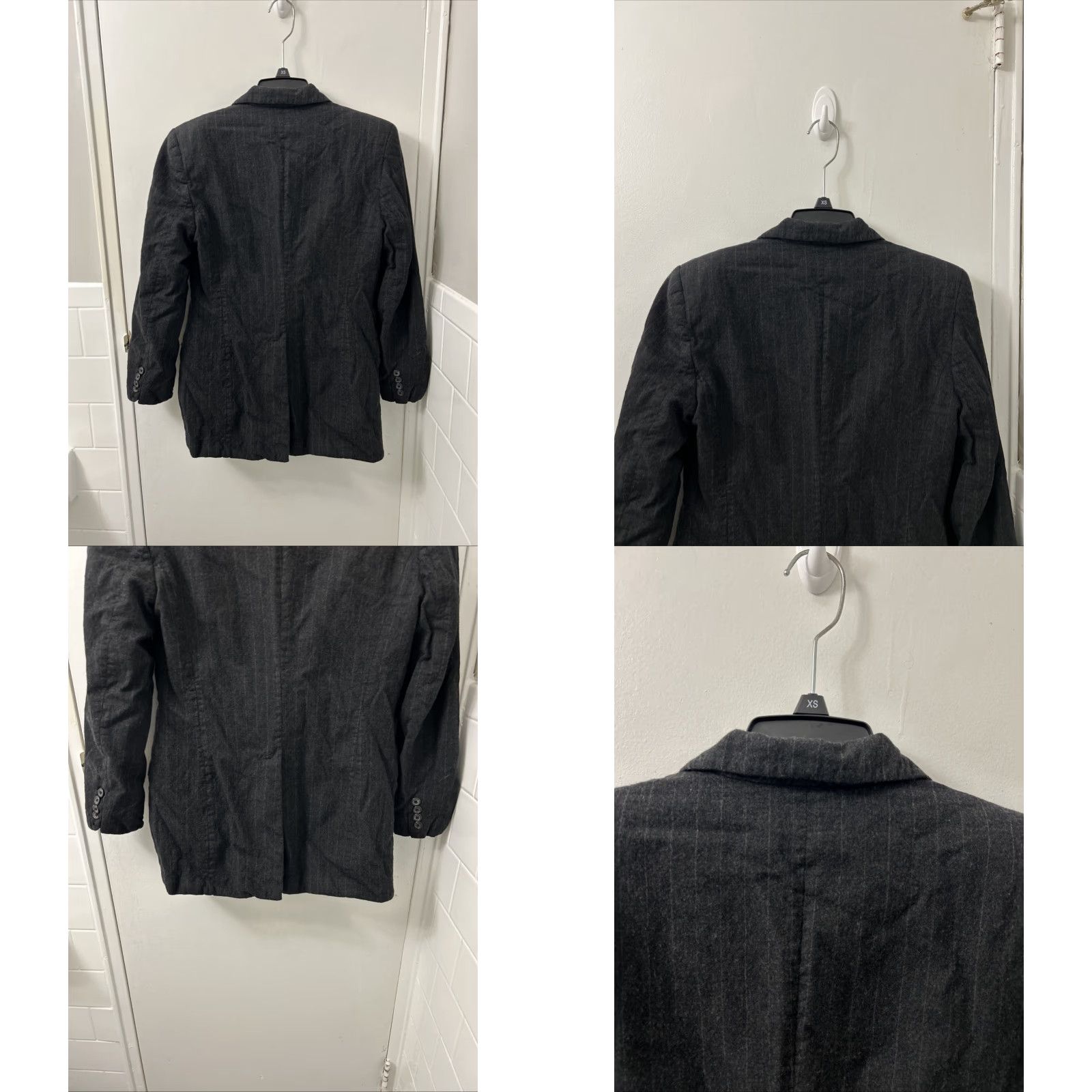 Ralph Lauren VINTAGE Lauren Ralph Lauren Blazer Women 8 Black Striped Worsted Wool US Made Mid-Length Button Cuff Classics Womens Size M / US 6-8 / IT 42-44 - 8 Thumbnail